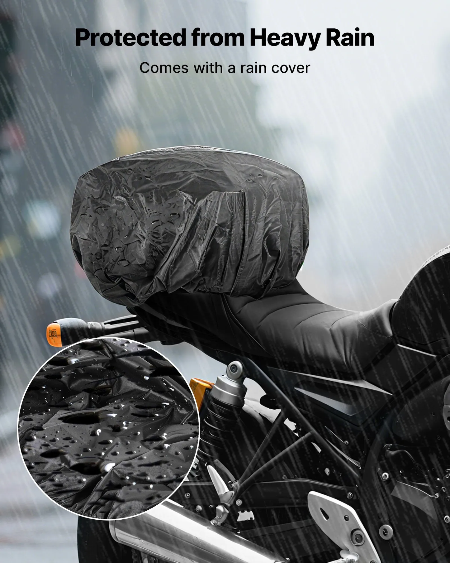 VEVOR Motorcycle Tail Bag, 40-60 L Expandable Motorcycle Rear Seat Bag w/ Waterproof Cover,-$55