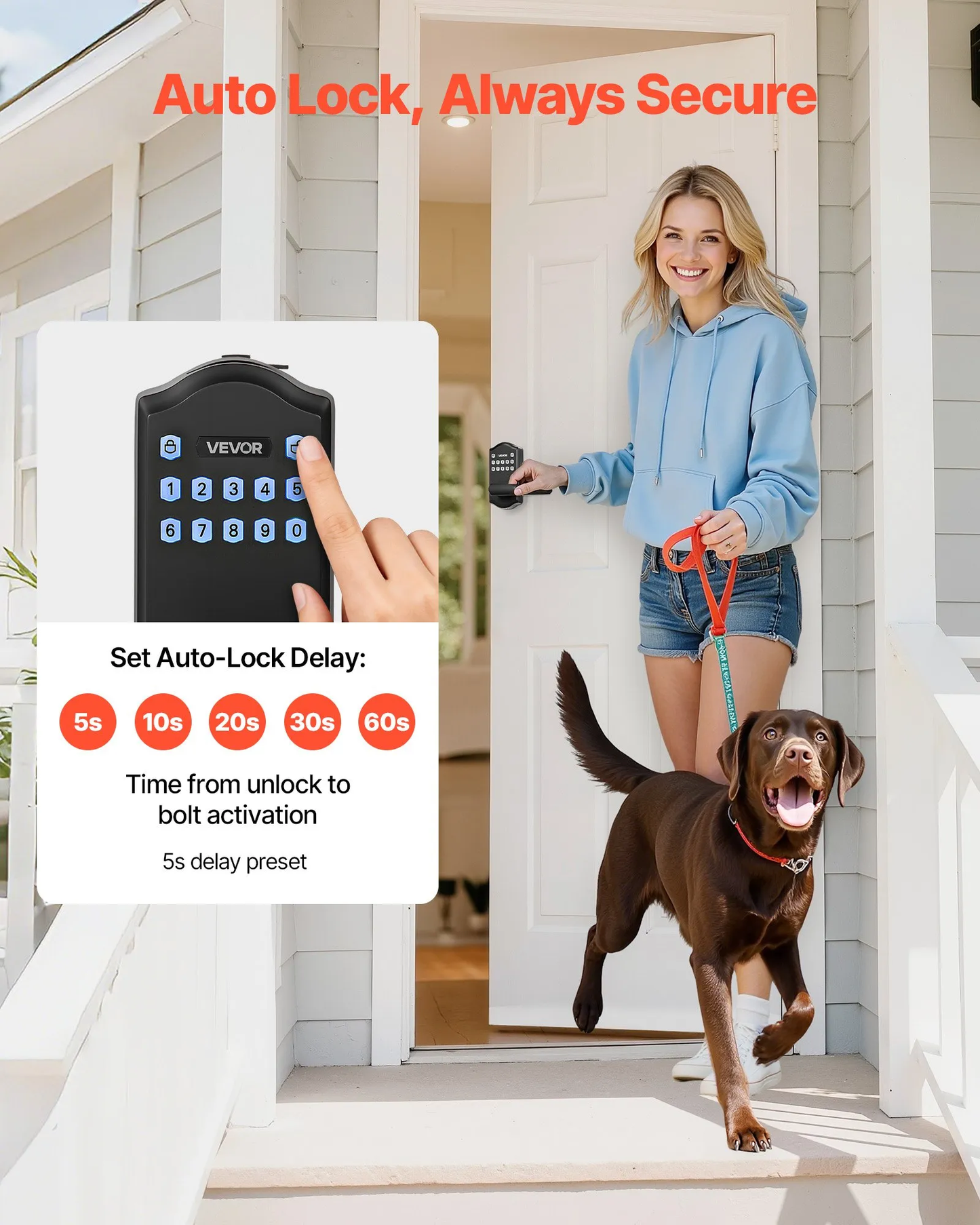 VEVOR Keyless Entry Door Lock with Handle, Electronic Lever Door Handle with Keypad,-$40