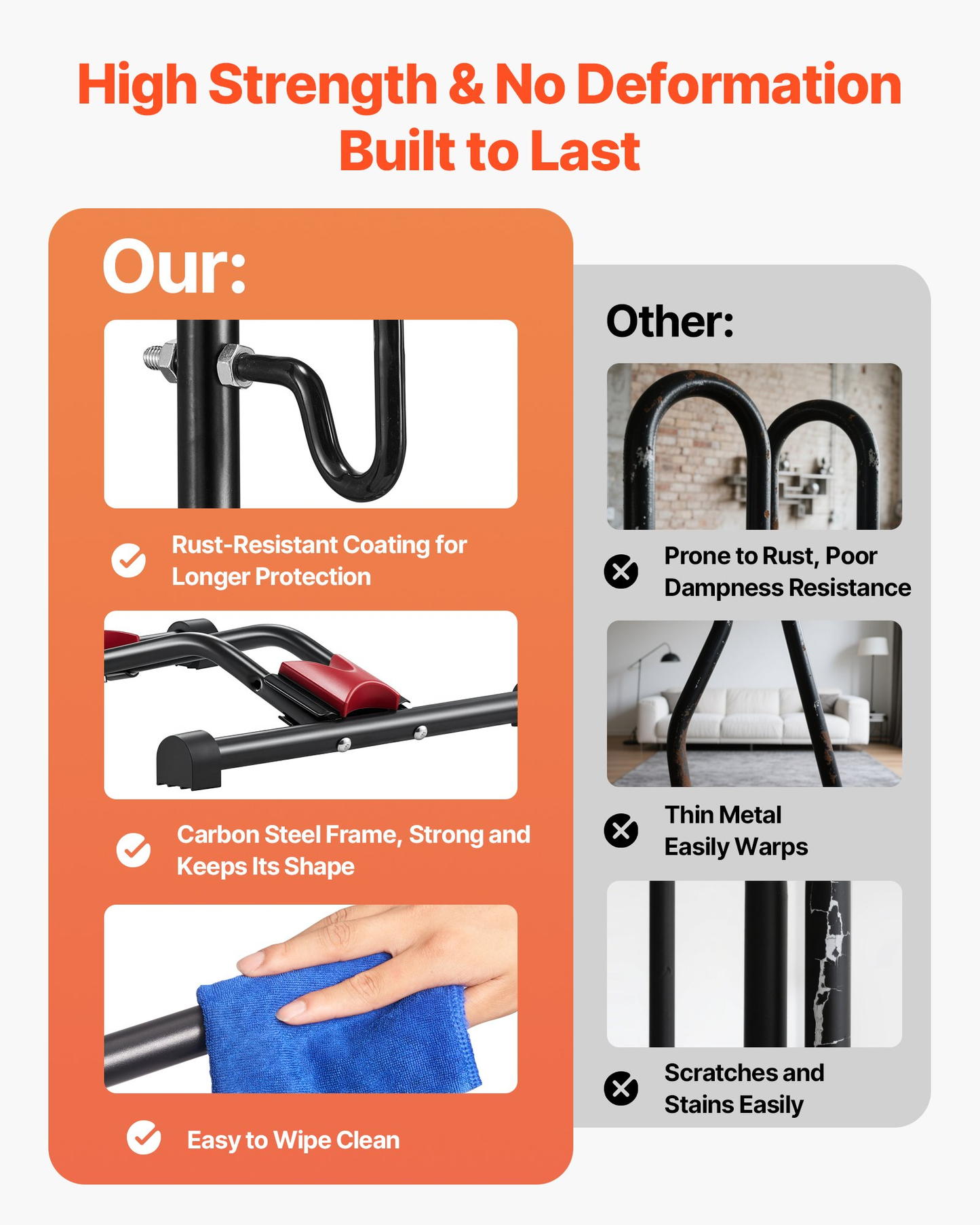 VEVOR Bike Rack, Upright Bike Stand Floor for 16 to 27.5 Inch Mountain & Road Bikes, Vertical & Horizontal,-$20
