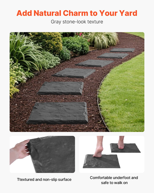 VEVOR Garden Stepping Stones, 4Pcs 15.5 x 15.5 in, Decorative Stepping Stones with Stakes,Grey,-$25