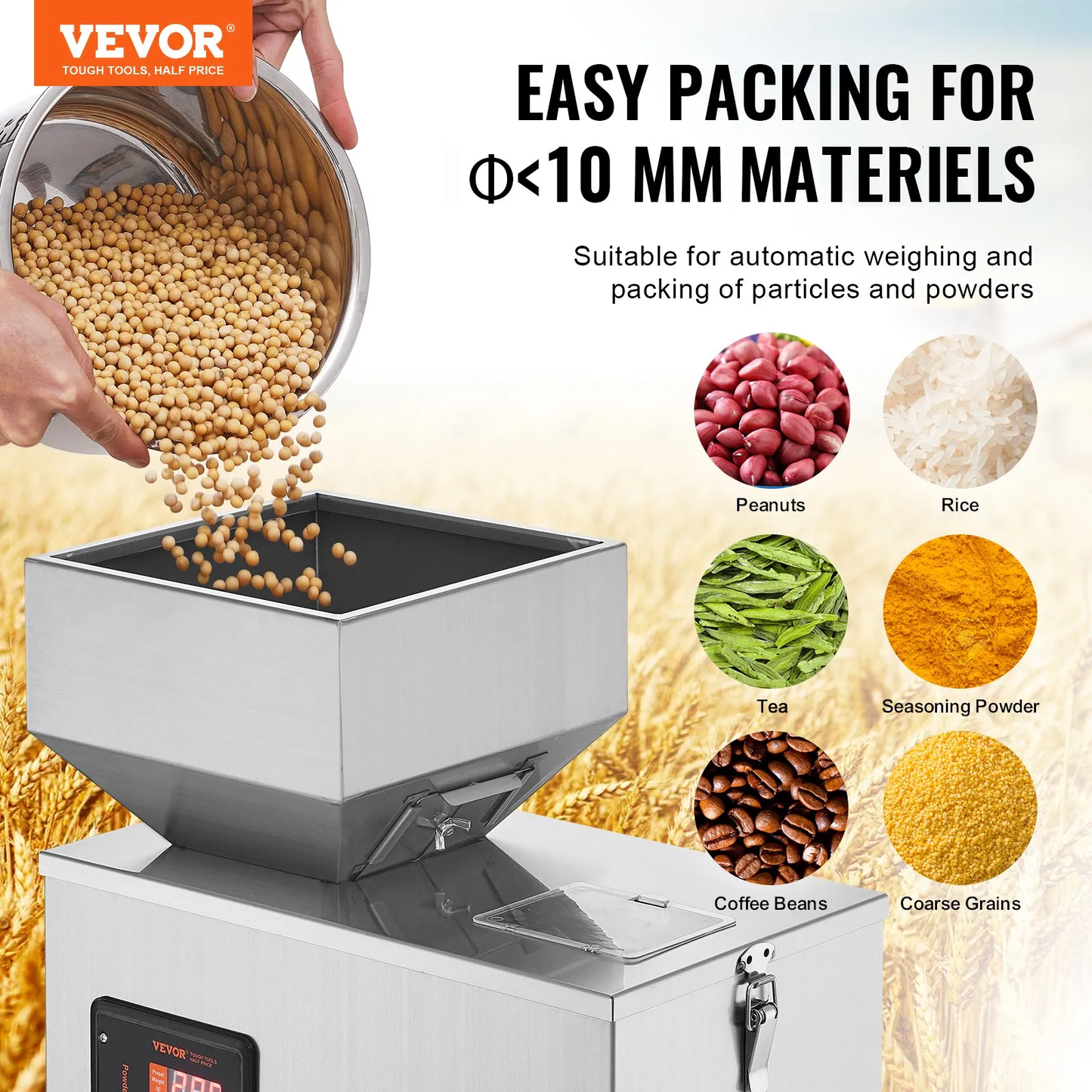 VEVOR Powder Filling Machine: 1-100g/0.002-0.22lbs, Automatic Particle Weighing Dispenser