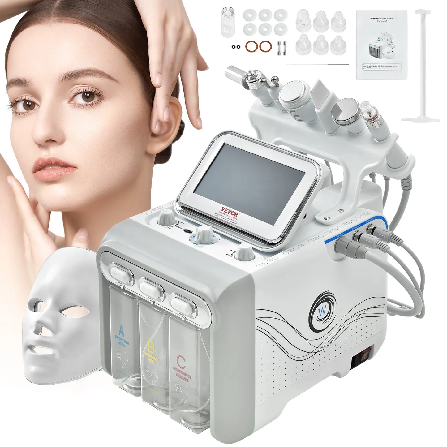 VEVOR 7 in 1 Hydrogen Oxygen Facial Machine, Professional Hydrafacial Machine for Spa with 7-inch LCD