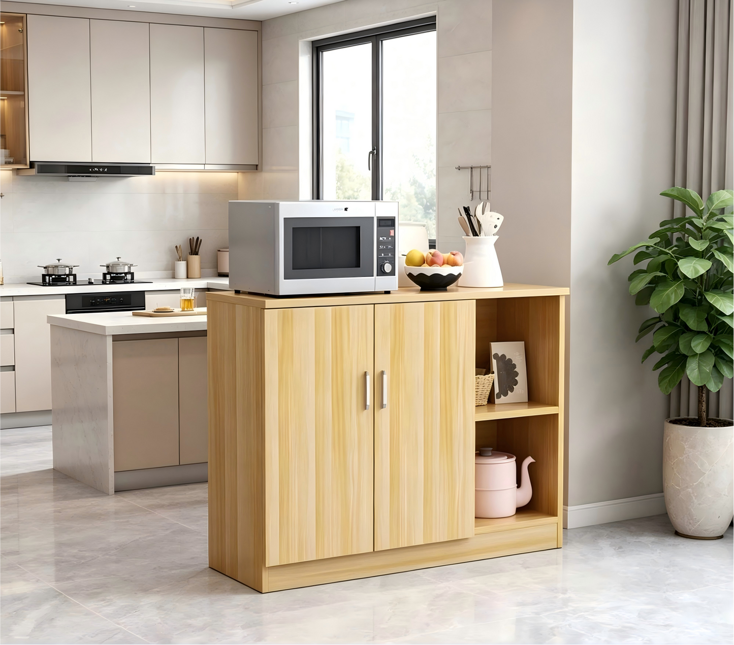 Brand New Assemble2-Door 2-Compartment Sideboard Cabinet,Storage Cabinet, light oak,-$100