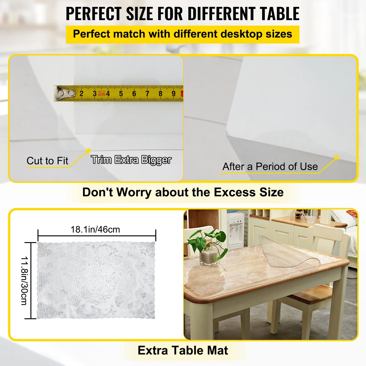 VEVOR Plastic Table Cover 42 x 78 Inch, 1.5 mm Thick Clear Table Protector, Rectangle Clear,-$40