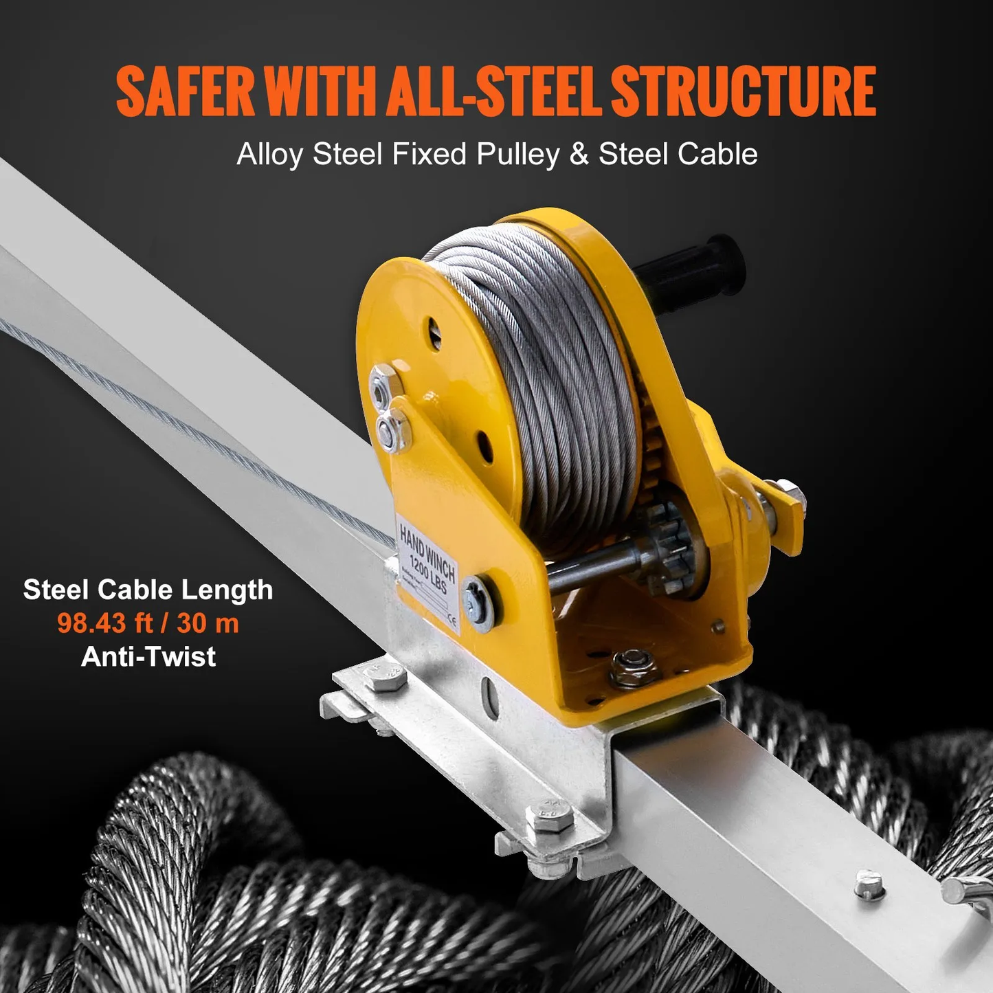 VEVOR Confined Space Tripod Kit, 1200 lbs Winch, Confined Space Tripod 7' Legs Bracket & 98' Cable