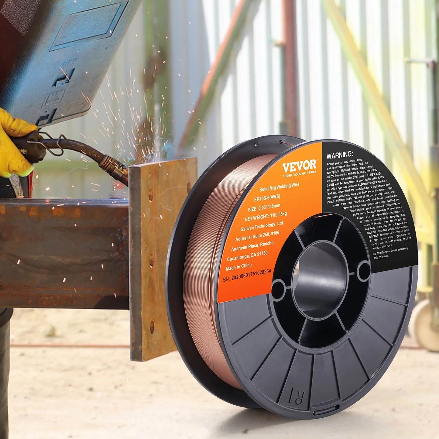 VEVOR Solid MIG Welding Wire, ER70S-6 0.030-inch 11LBS with Low Splatter and High Levels of Deoxidizers