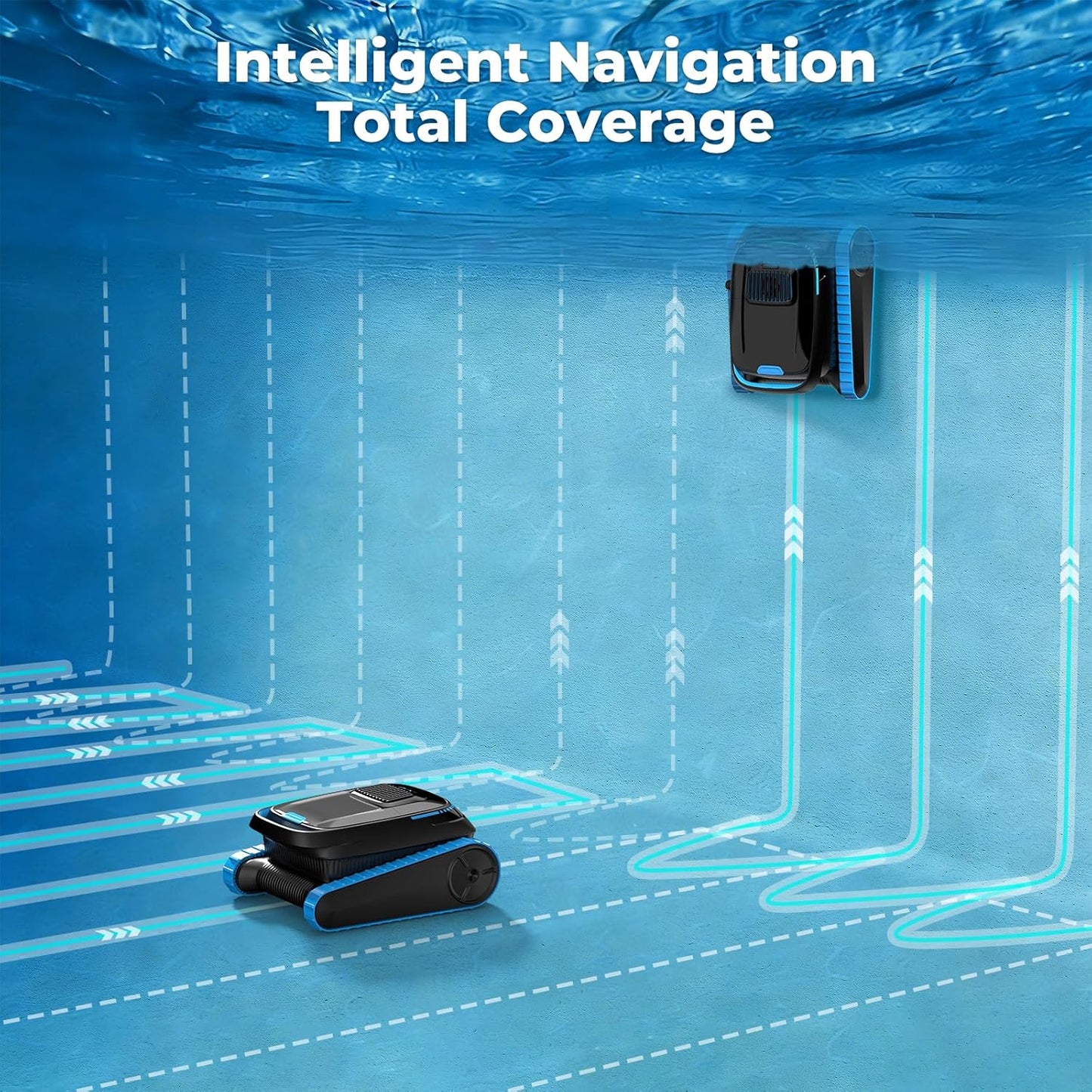 BNIB-Robotic Pool Cleaner, 5000 GPH Powerful Suction, Cordless Vacuum for Inground/Above Ground,-$300