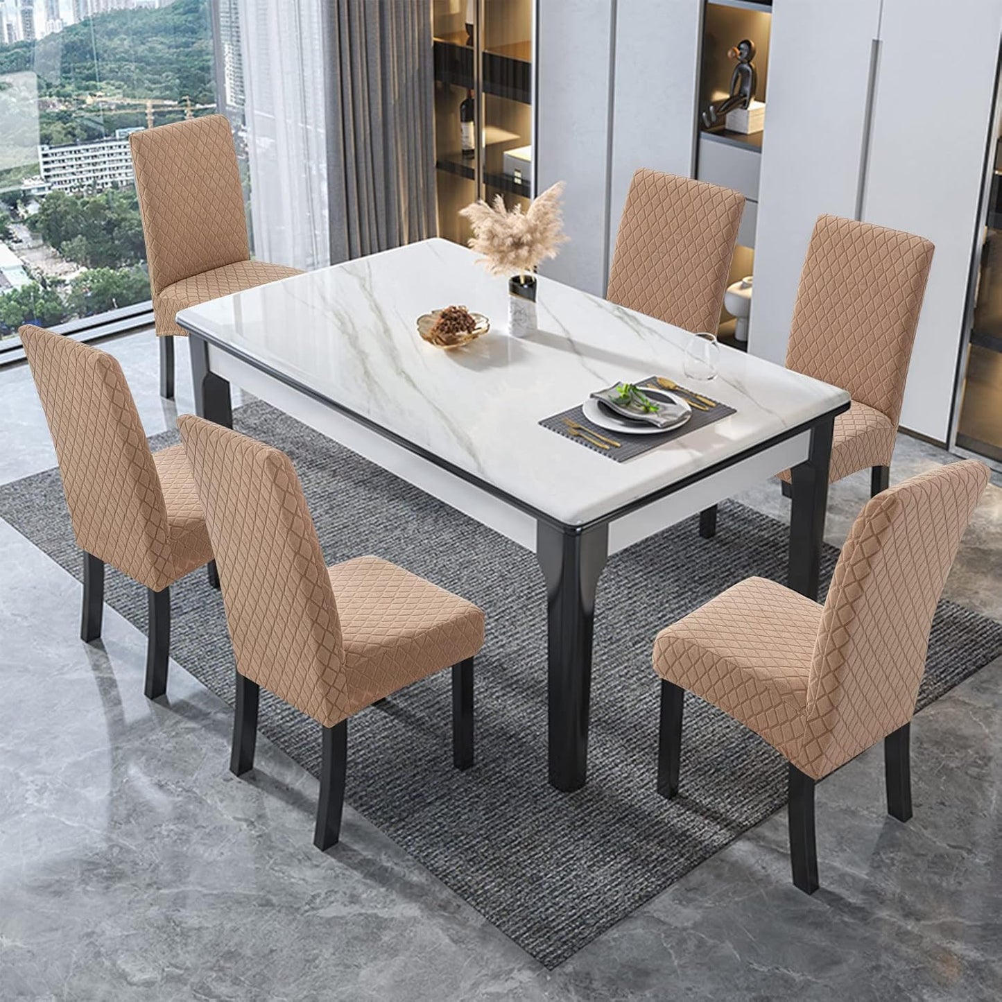 BNIB-Waterproof Chair Covers for Dining Room 6 Pack, Dining Chair Cover Removable Chair Slipcover,-$25