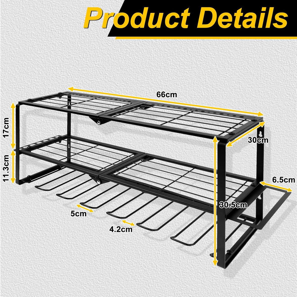Brand New – 3-Tier Wall-Mounted Power Tool Organizer – 7 Drill Slots, Black -$30