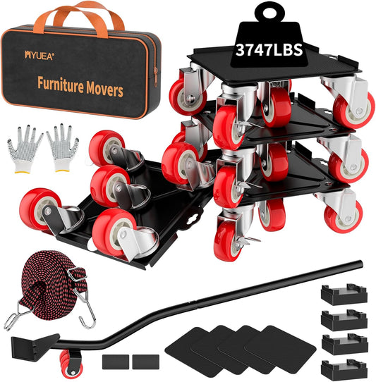 BNIB-Furniture Dolly with 5 Wheels,Carbon Steel Panel Heavy Duty,Maximum Load 3747 LBS,-$90