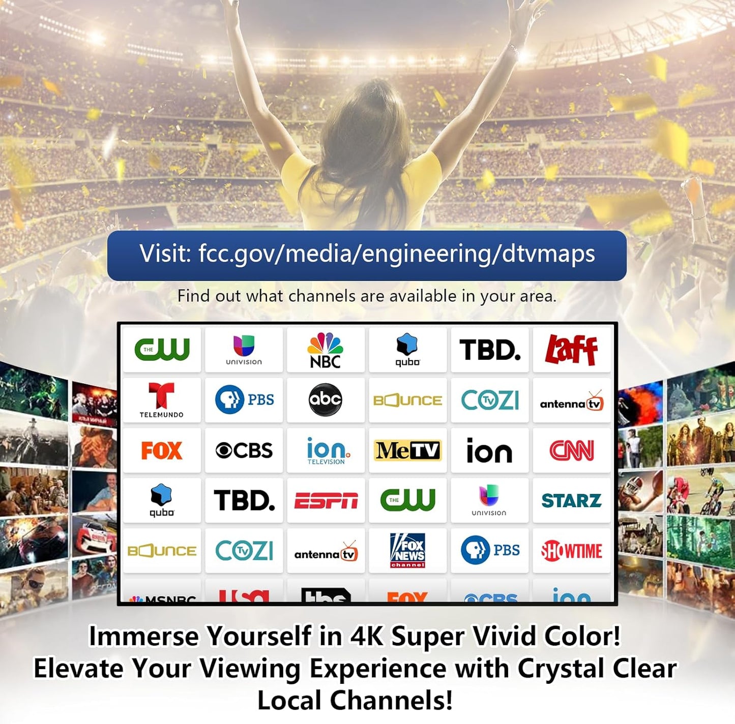 BNIB-Digital TV Antenna for Smart TV Indoor，2025 TV Antenna with Strong Magnetic Base, 360°&Long Range