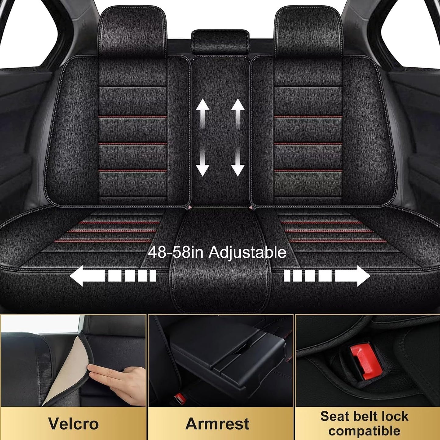 BNIB-Seat Covers for Volkswagen Taos 2022 2023 2024: 5 Seats Full Set Leather Car Seat - Redline,-$150