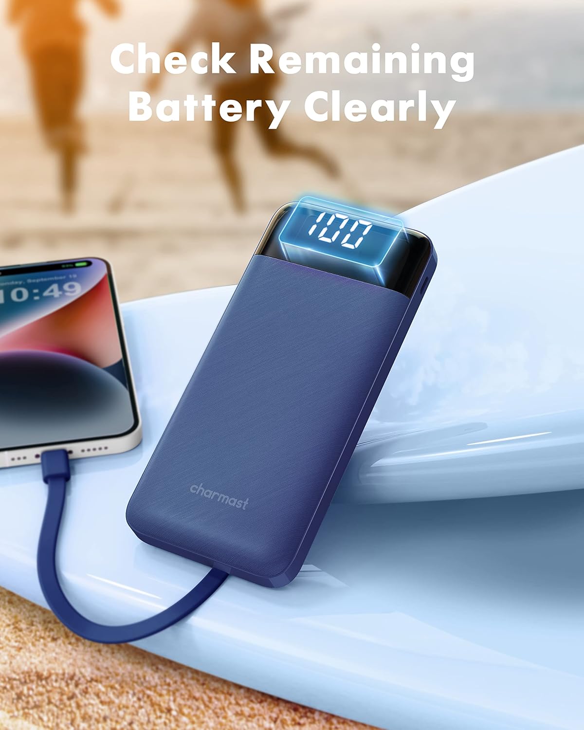 BNIB-Charmast Portable Charger with Built in Cables, Charger with Cords Wires Slim 10000mAh