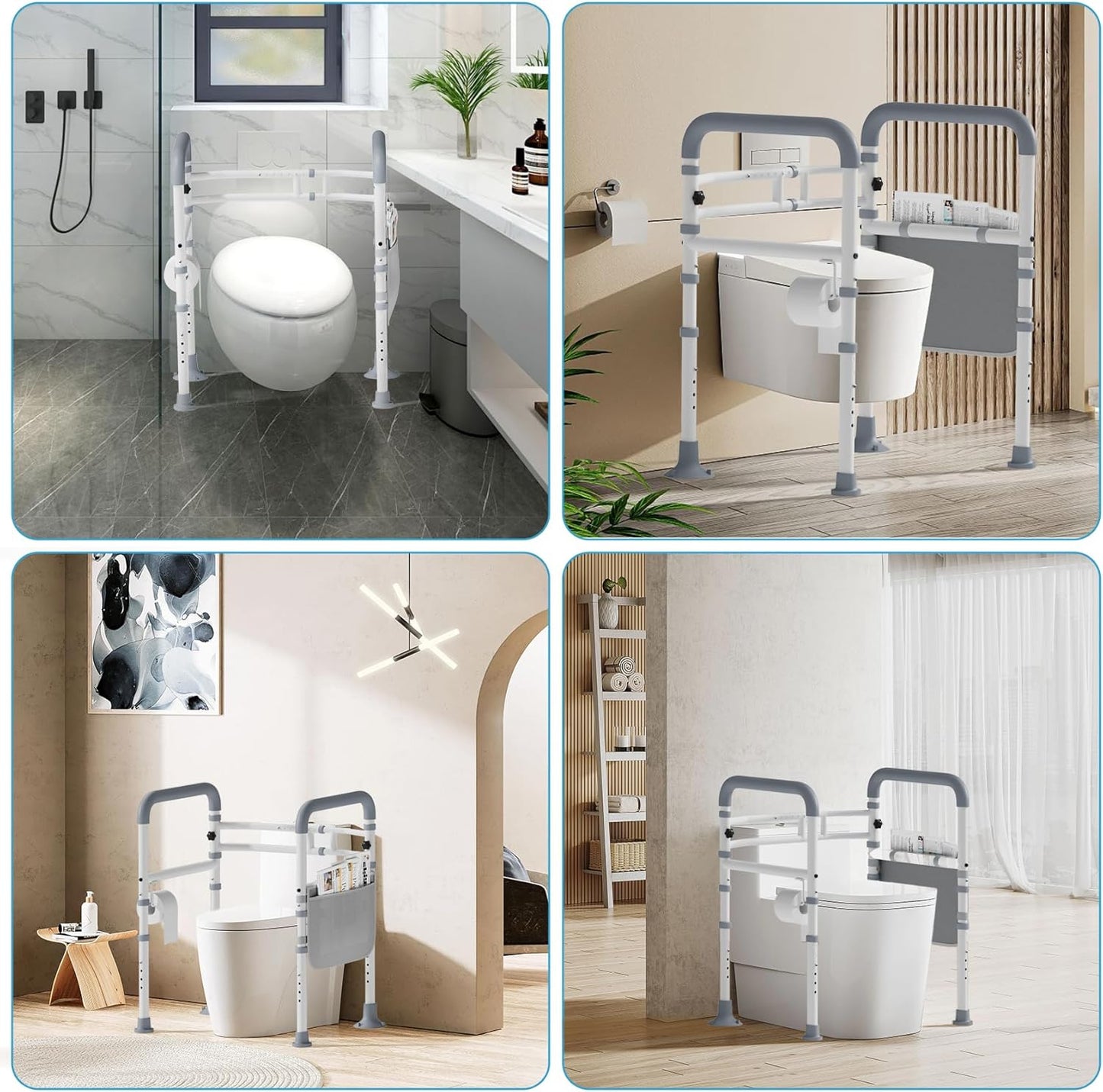 BNIB-Mr IRONSTONE Toilet Safety Rails, Adjustable Toilet Seat Riser,with Handles (300LB)