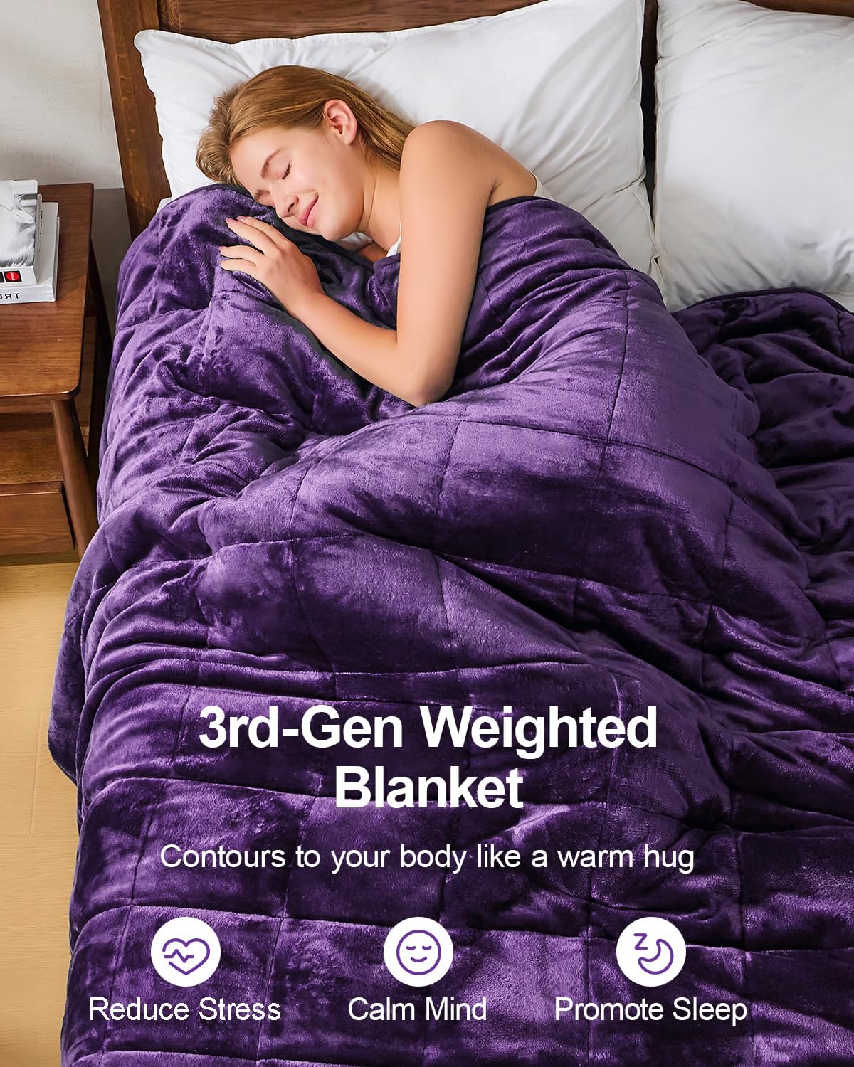 BNIB-Super Soft Fuzzy Sherpa Fleece Weighted Blanket, 20 lbs Dual Sided Fluffy Heavy Weighted Blanket(Purple),-$50