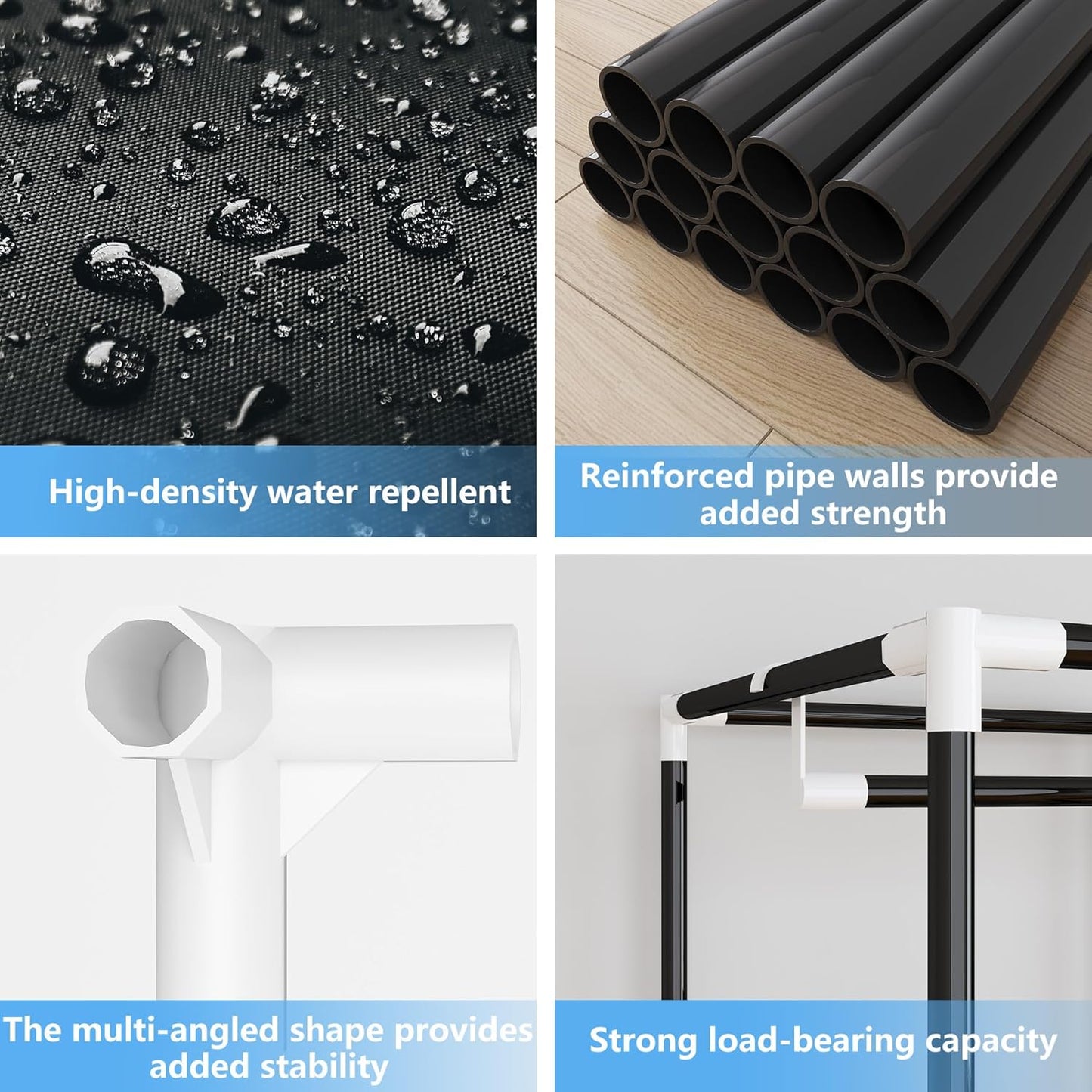 BNIB-Portable Closet Large Wardrobe Closet Clothes Organizer with 6 Storage +4 Hanging + 4 Side Pockets,Black