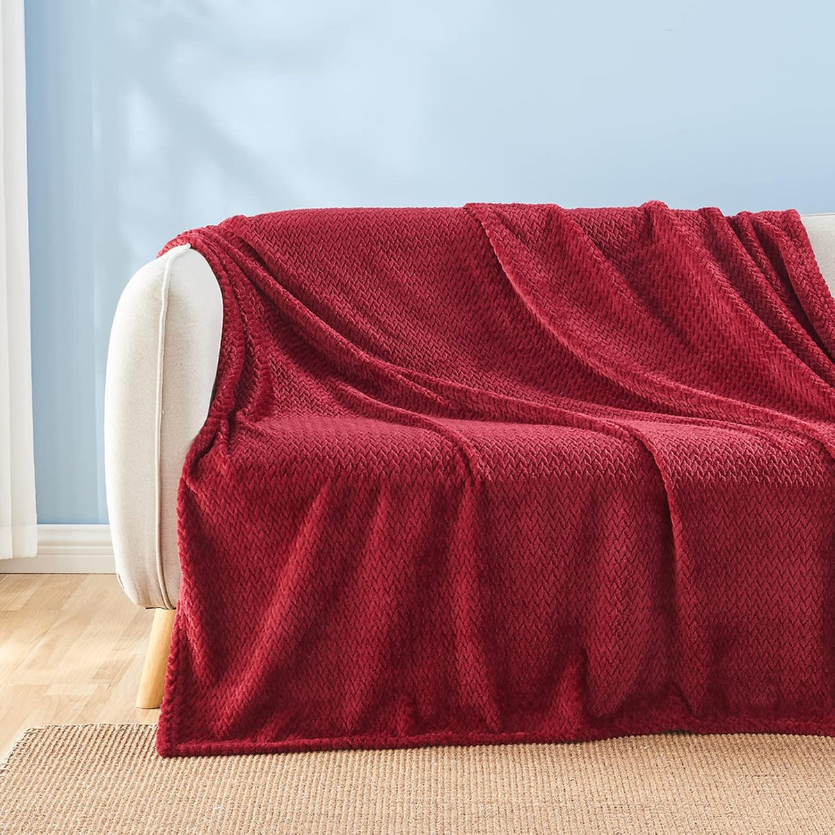 BNIB-NEWCOSPLAY Fleece Leaves Pattern Throw Blanket, Red, 50"x60" - $15