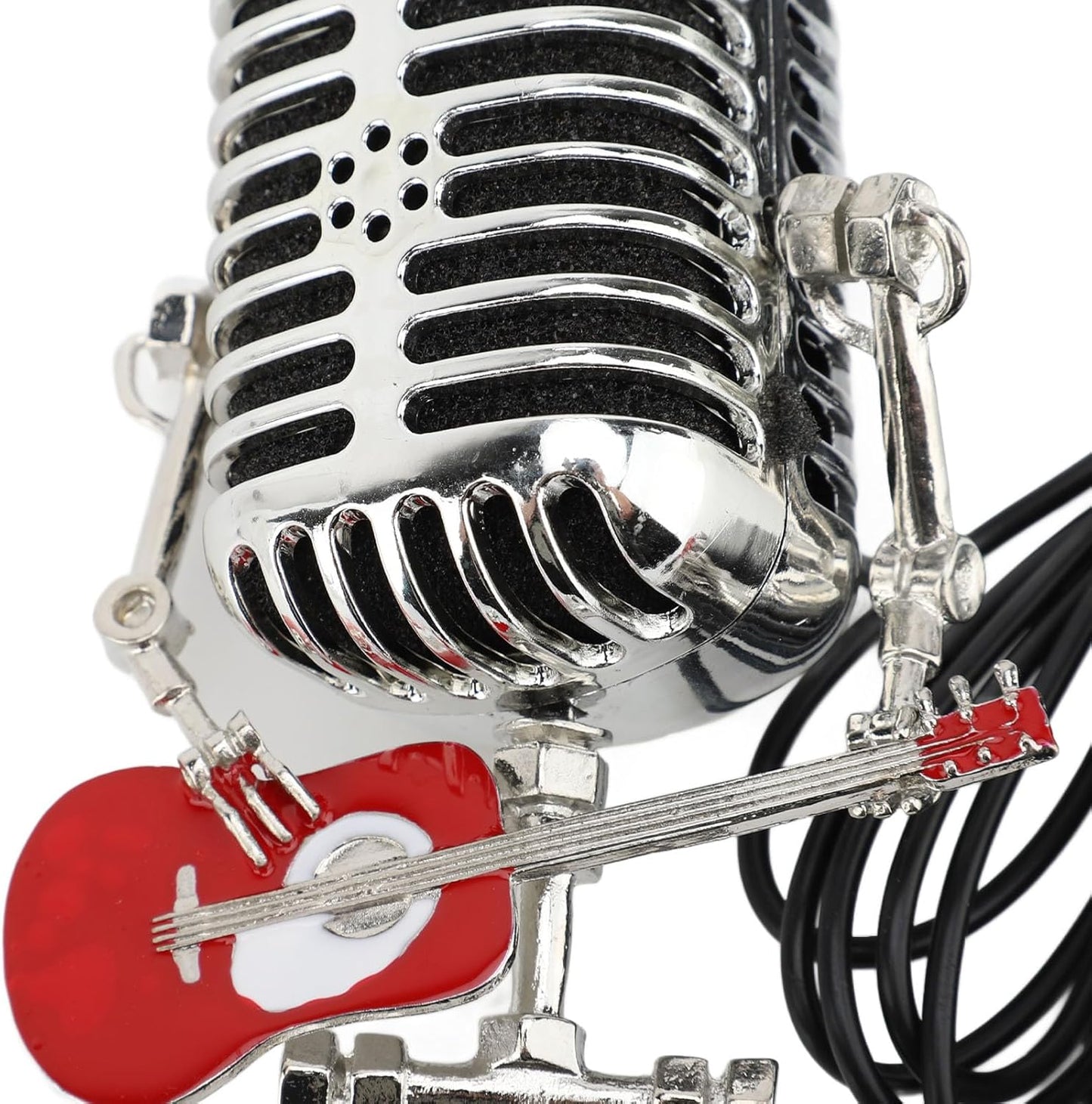 BNIB-Vintage Microphone Guitar Robot Lamp, Retro Metal Night Light for Bedroom Desk, USB Powered,-$10