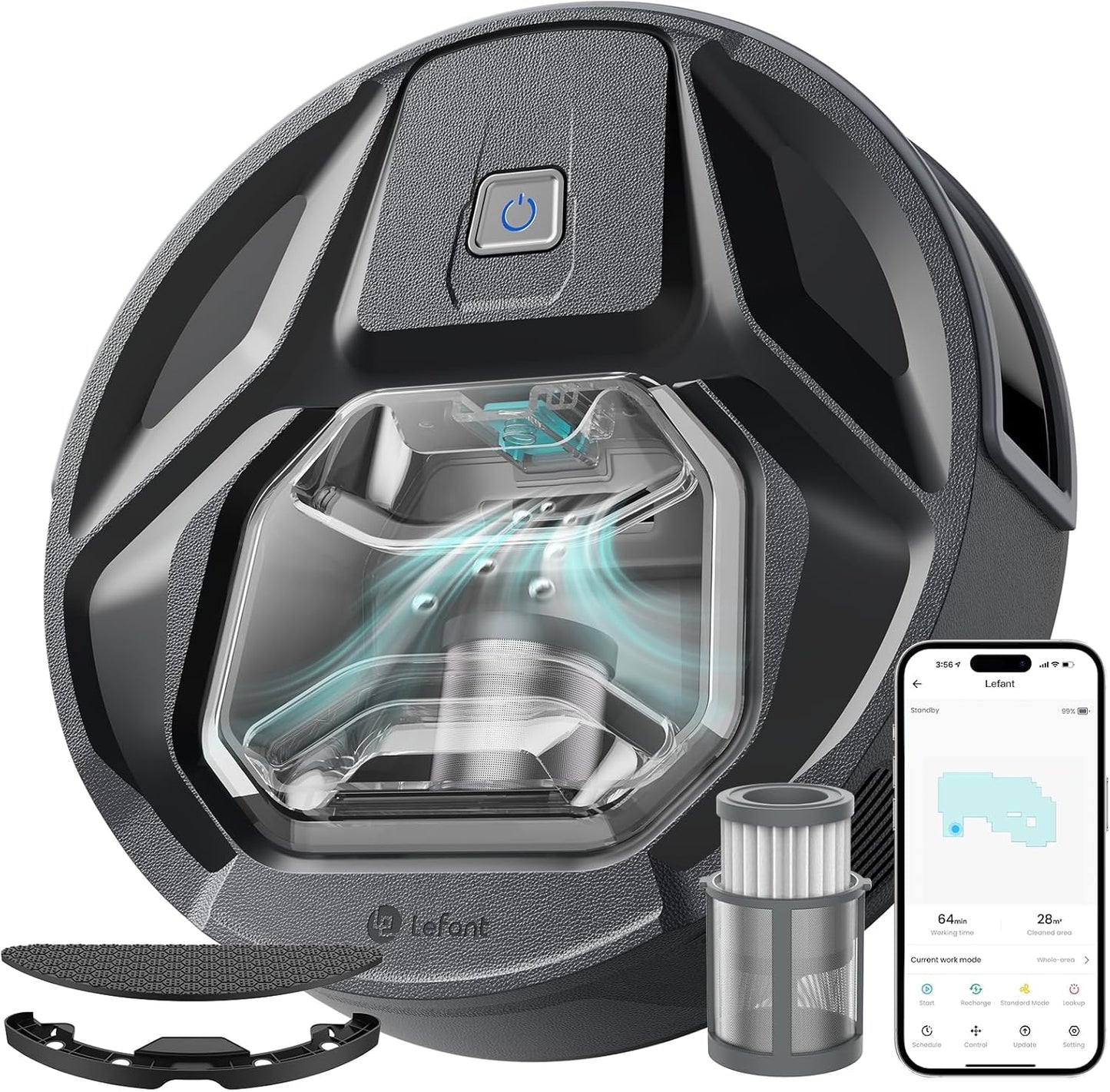 BNIB-Lefant M320 Robot Vacuum and Mop Combo, 6000Pa Strong Suction Robotic Vacuum Cleaner,-$120