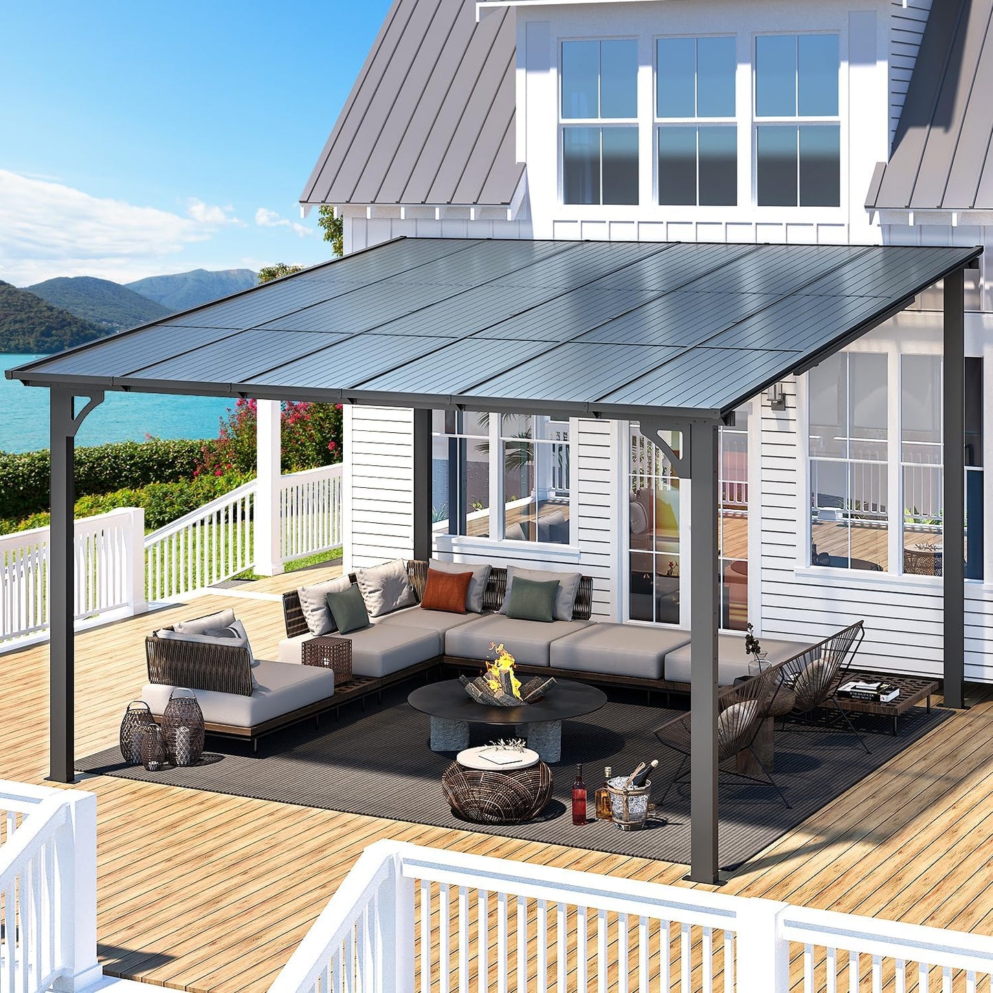 BNIB-12' x 12' Hardtop Gazebo Outdoor Aluminum Pergola For Garden, Patio, Backyard-Black,-$850