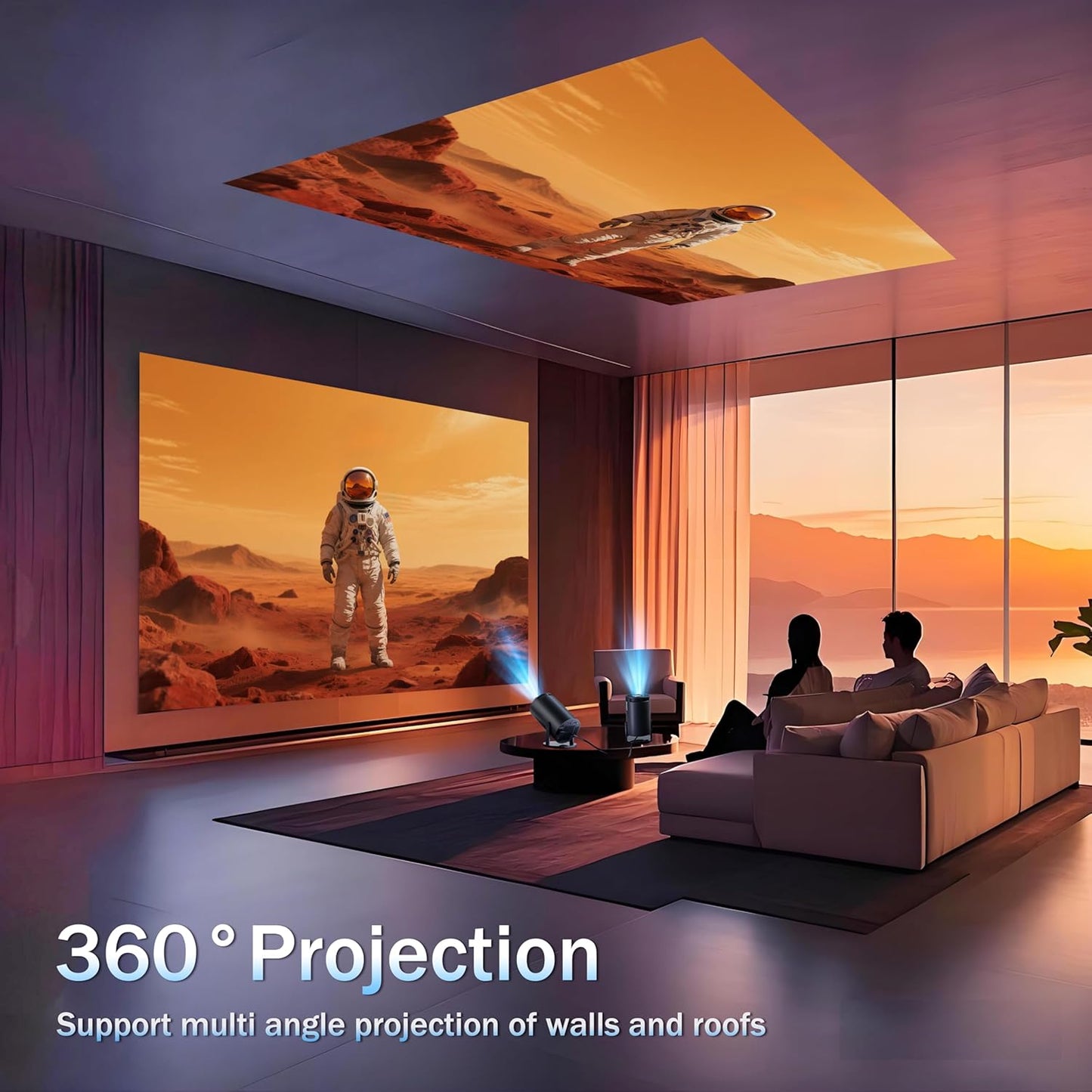 BNIB -Mini Projector 1080P, 4K Projector Full HD with WiFi 6 and Bluetooth 5.2,