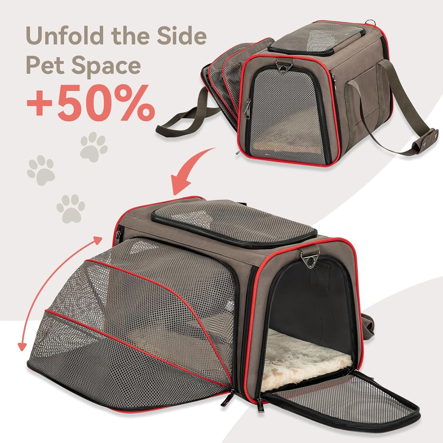 BNIB-Petsfit Expandable Cat Carrier Dog Carriers,Airline Approved Soft-Pet Travel Washable Carrier,-$40