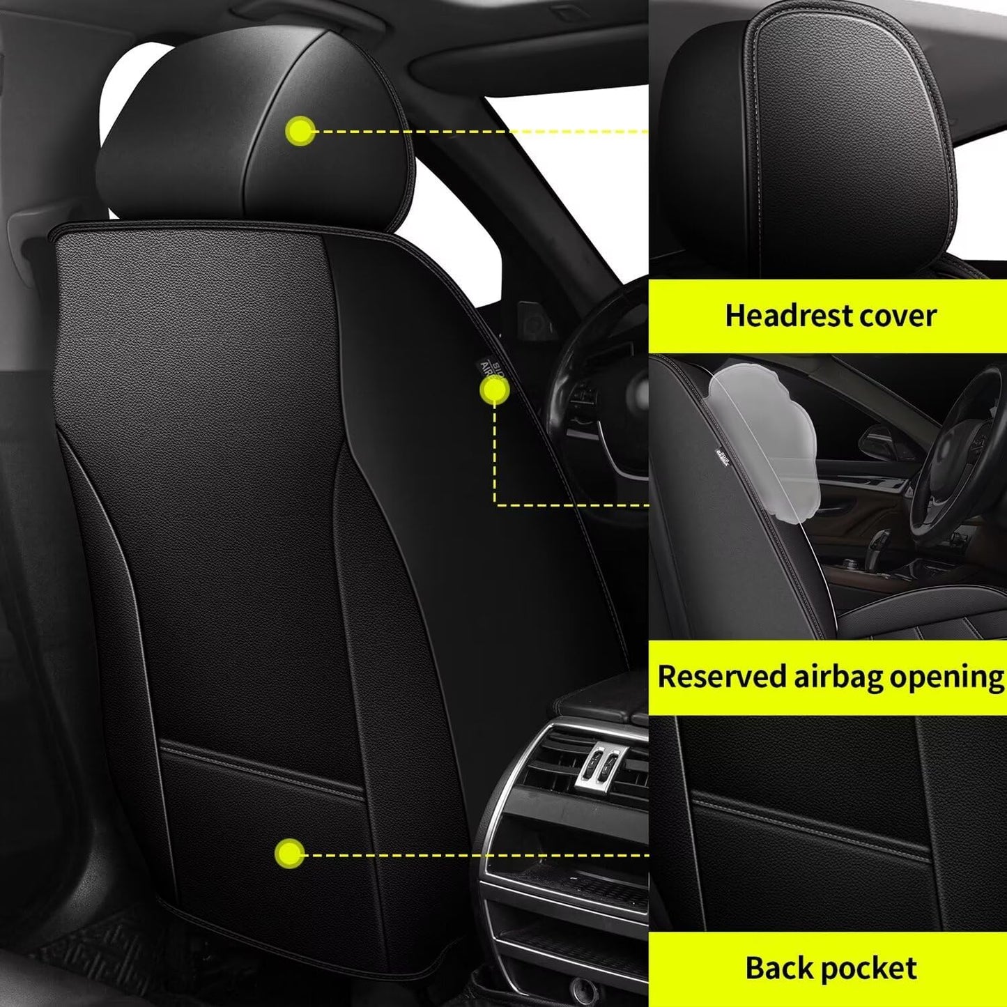BNIB-Full Set Car Seat Covers Fit for Subaru Outback 2010-2026 Luxury Leather, (5 Seats, Black),-$150