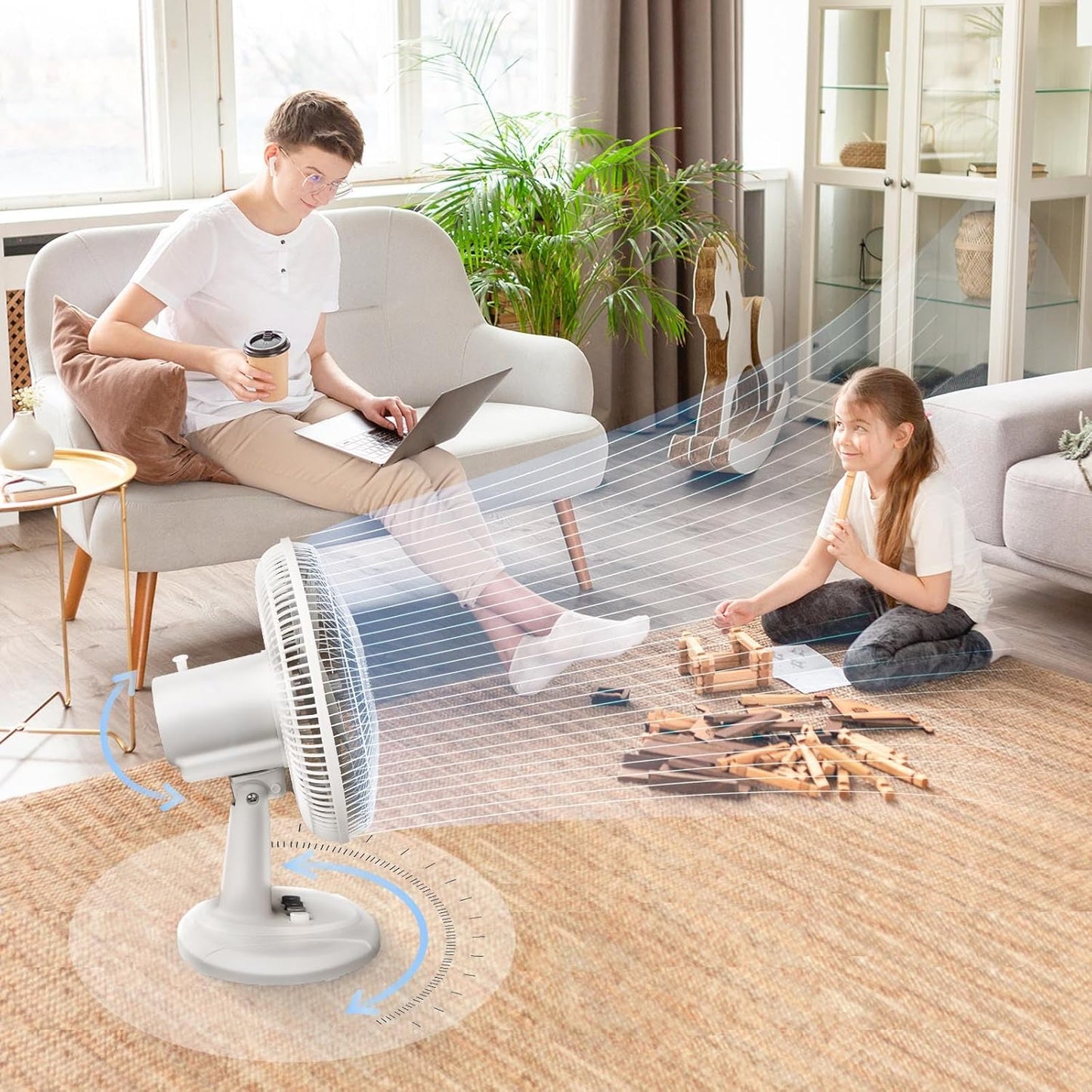 Brand New Assemble Oscillating Table Fan Quiet 3-Speed 12-Inch Adjustable Tilt Fan,-$10