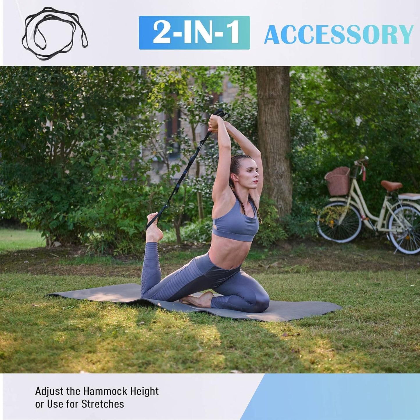 BNIB-Aerial Yoga Swing Sling Strong Yoga Hammock Kit Set with Ceiling Mounts & Daisy Chains (Blue Kit),-$50