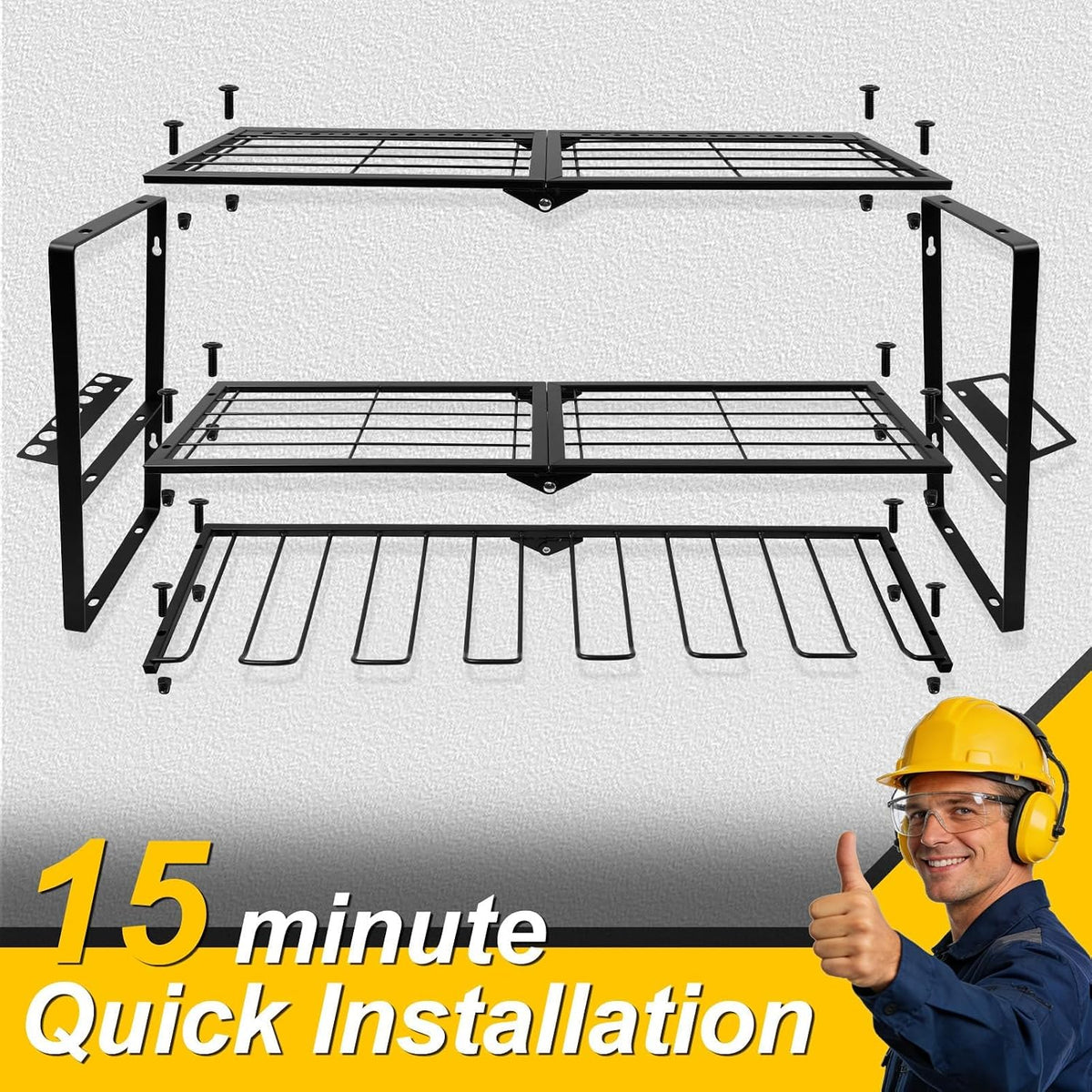 Brand New – 3-Tier Wall-Mounted Power Tool Organizer – 7 Drill Slots, Black -$30