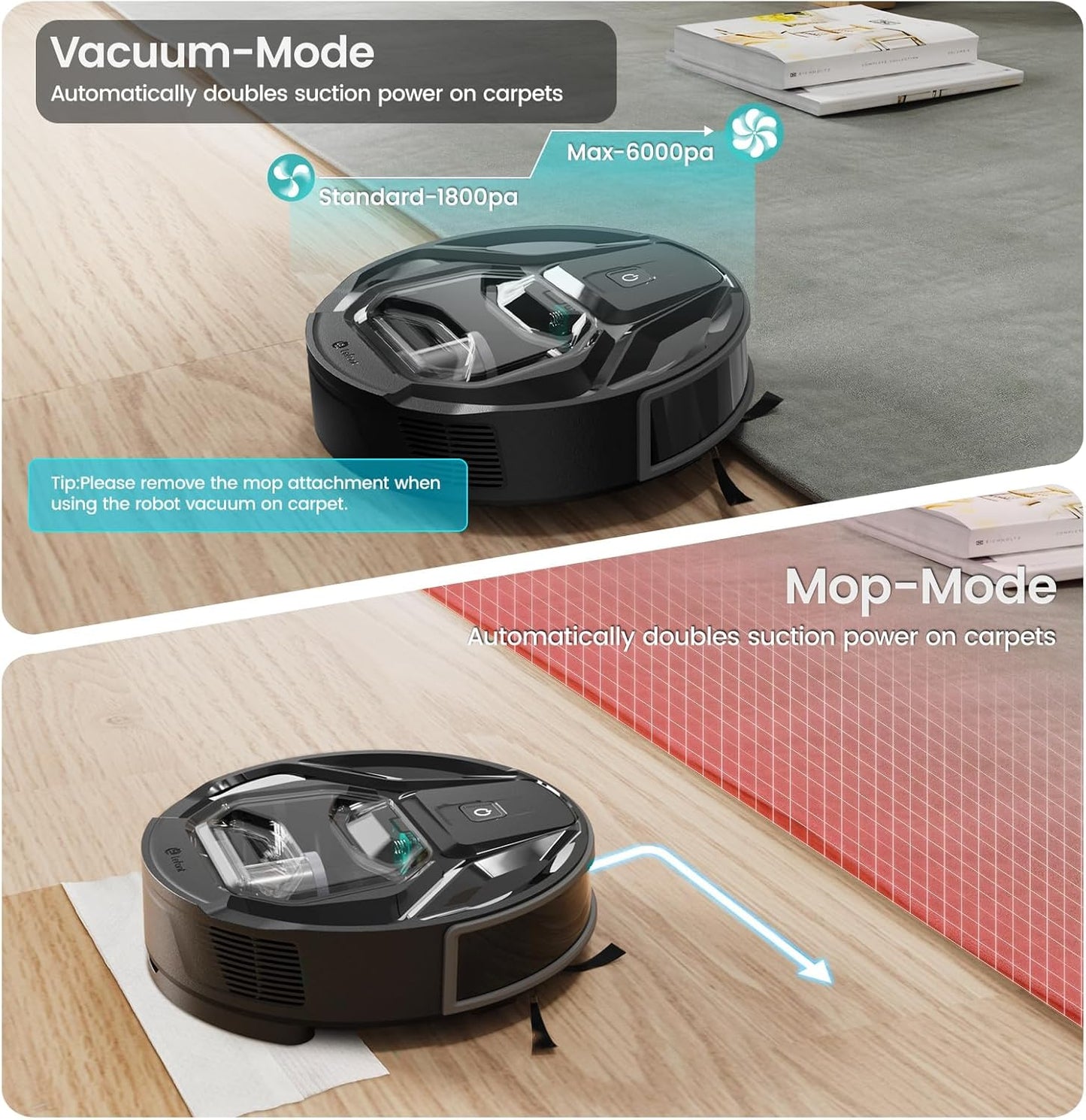 BNIB-Lefant M320 Robot Vacuum and Mop Combo, 6000Pa Strong Suction Robotic Vacuum Cleaner,-$120