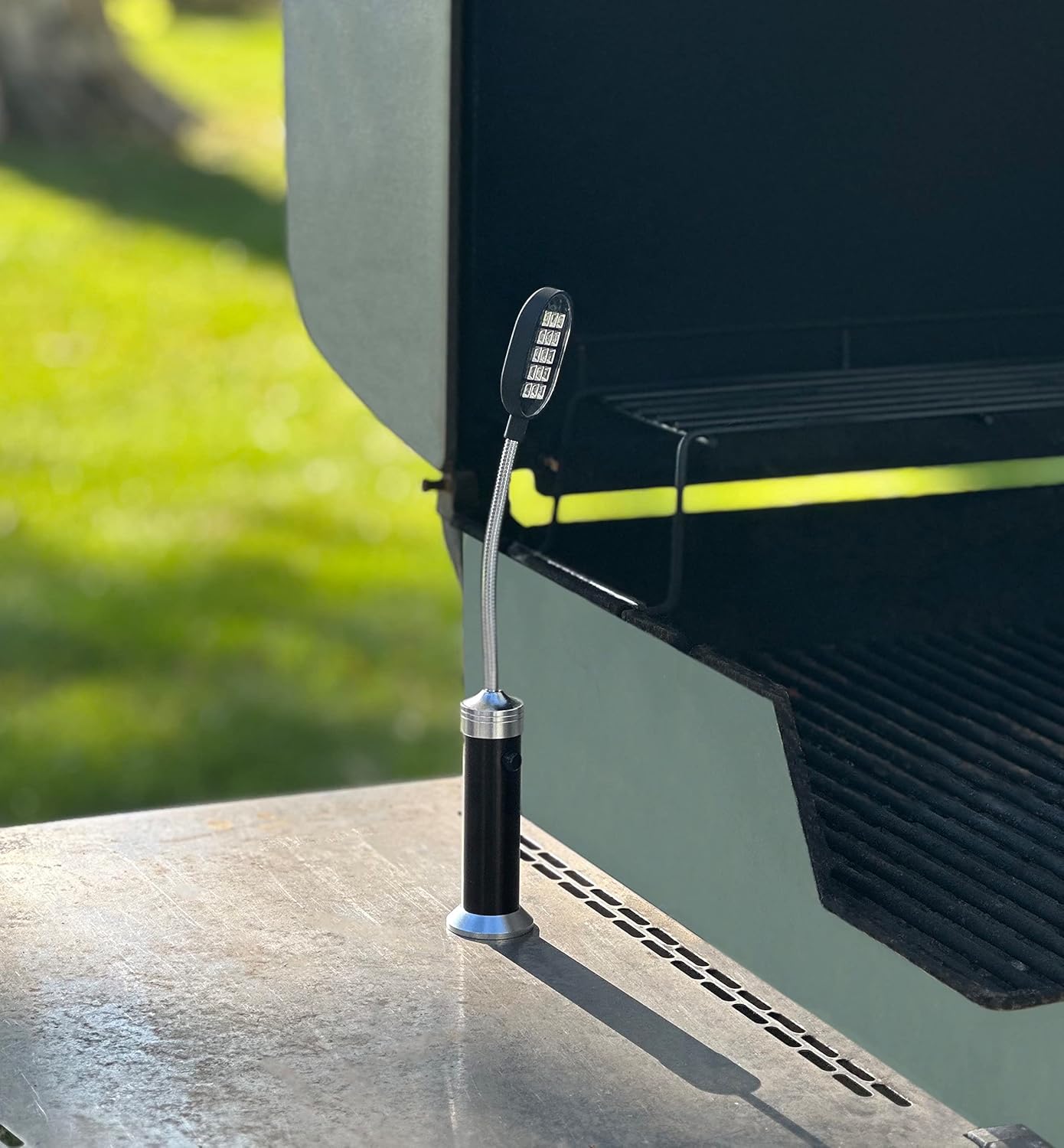 BNIB-Outset 66620 Rotating Grill Light, 15-LED Waterproof BBQ Grill Light,Silver