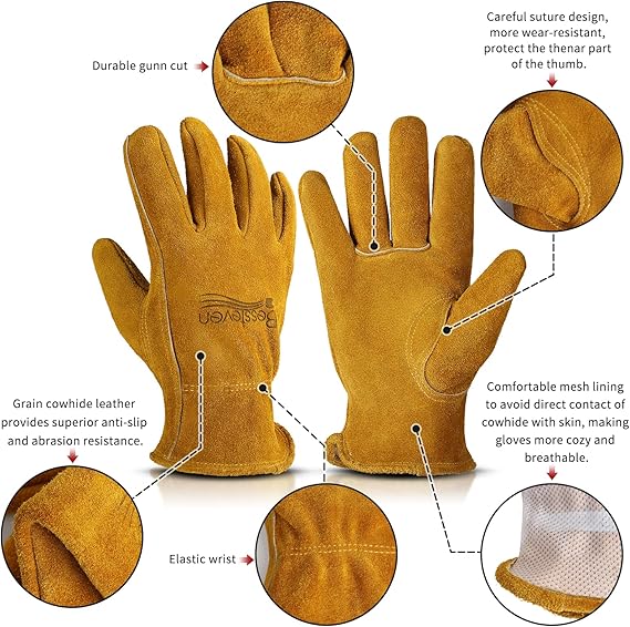 BNIB- Gardening Work Gloves Leather,Garden Men Women Thorn Proof Cowhide Gardening Gloves,-$10/pair
