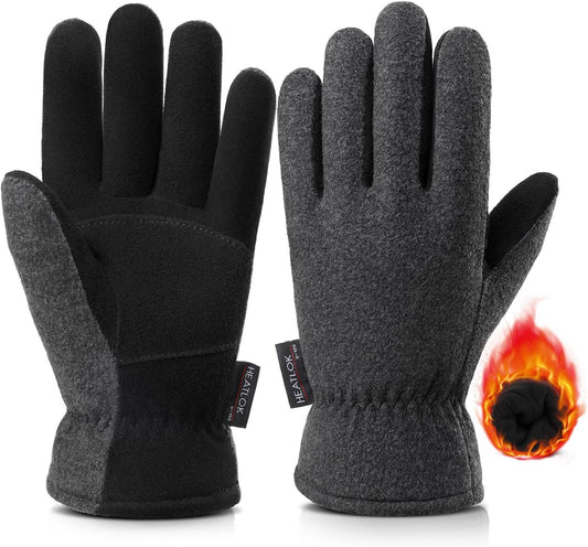 BNIB-OZERO Winter Gloves | Thermal Gloves with Warm Fleece and Anti-skid Suede - for Men & Women,Size: L