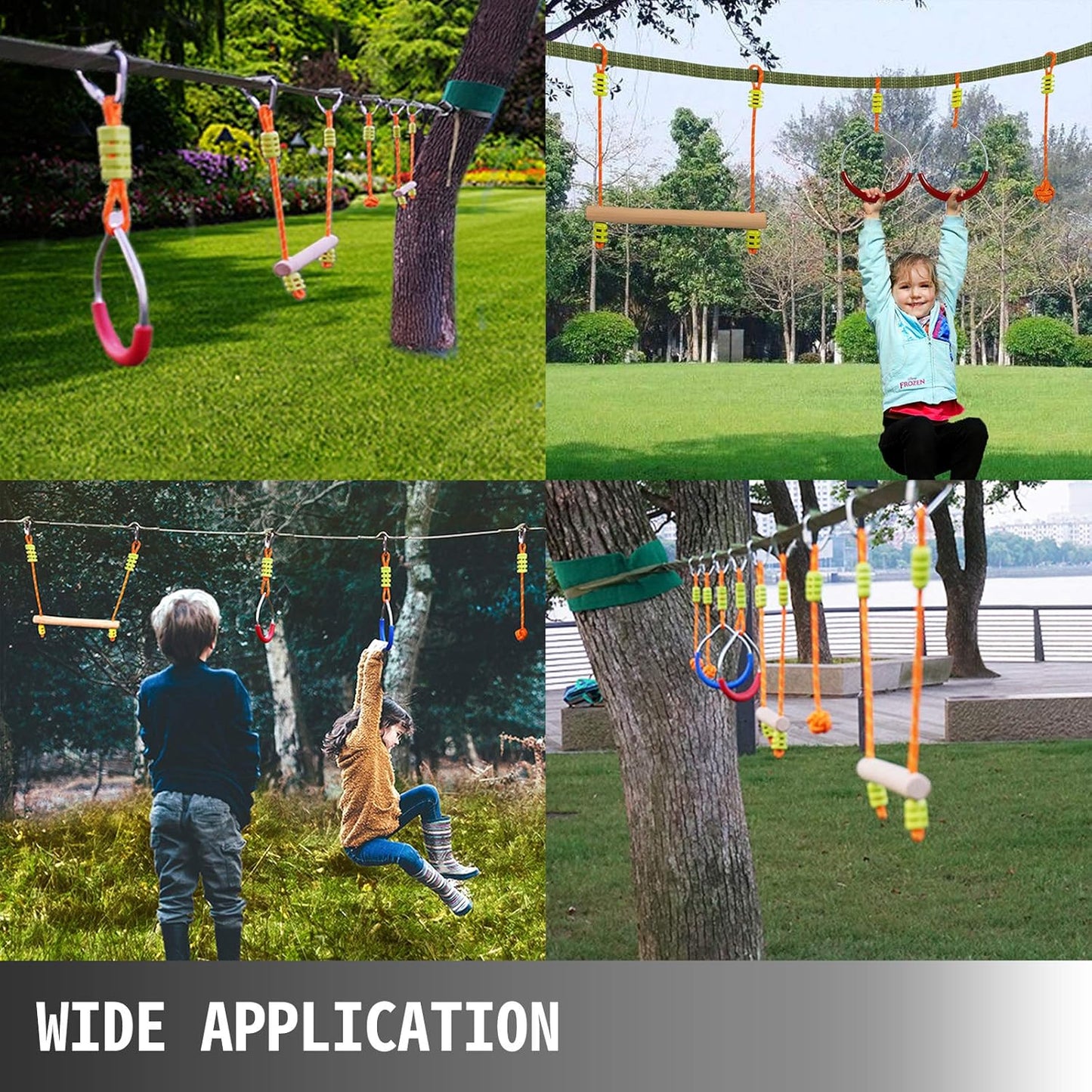 BNIB-Happybuy Ninja Warrior Obstacle Course for Kids, 45ft Ninja Line Slackline with Gym Rings,-$60