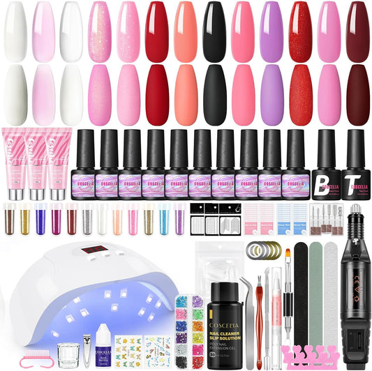 BNIB-All-in-One Gel Nail Polish Kit: includes UV light, nail drill, 10 gel polishes, 3 poly nail gels,-$30
