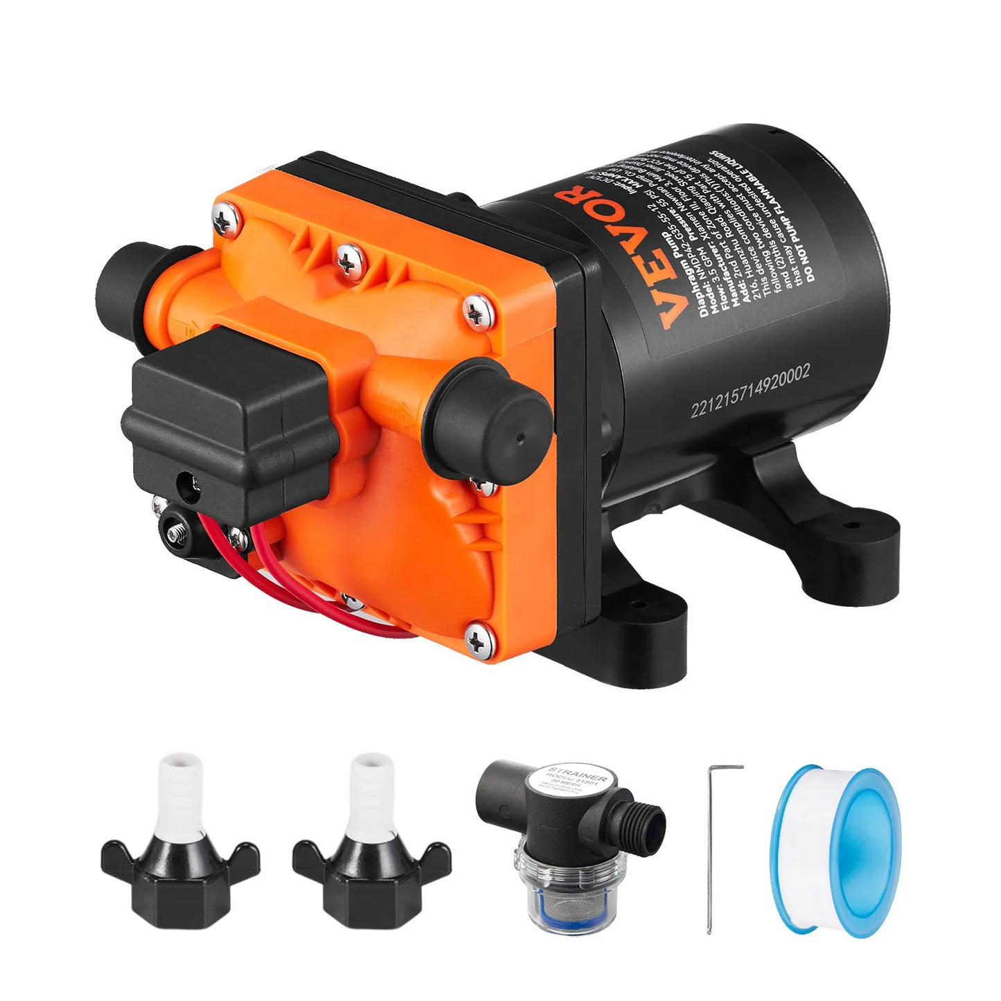 VEVOR Water Diaphragm Pump, 12V DC, 3.5 GPM Flow, 55 PSI Rated Pressure (40-80 PSI Adjustable),-$50