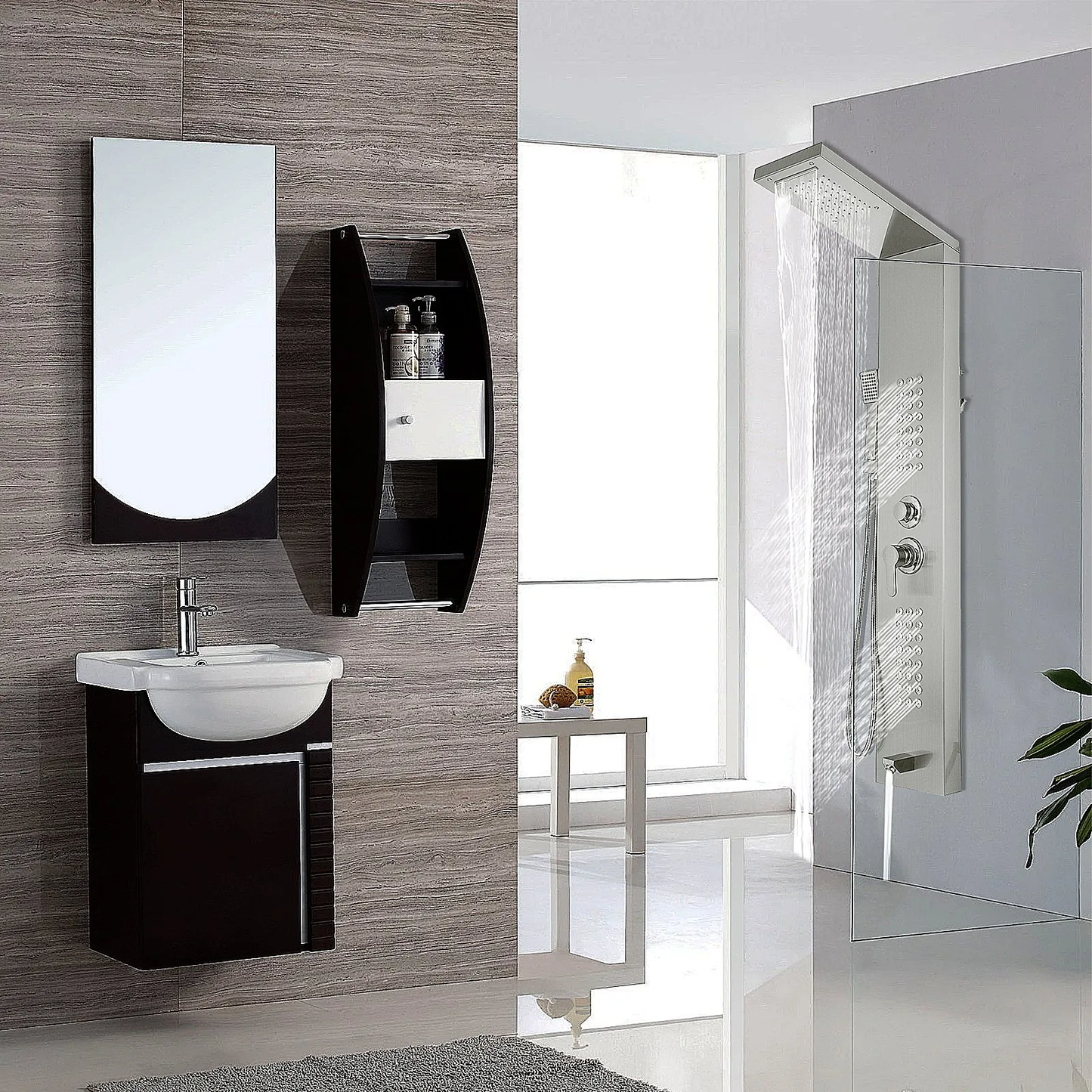 VEVOR Multi-function Shower Panel Tower System With Spout Rainfall Waterfall Massage,-$105