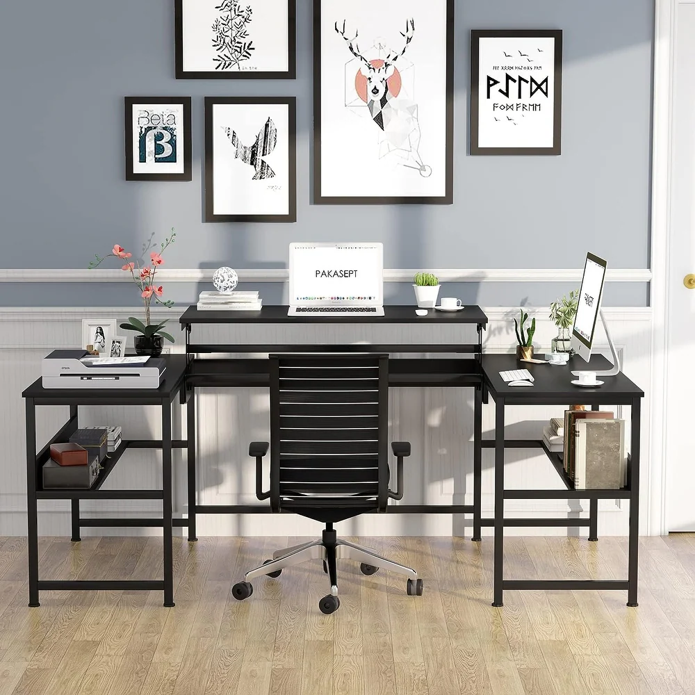 BNIB-U- Shaped Computer Desk with Lift Top, Work from Sitting to Standing