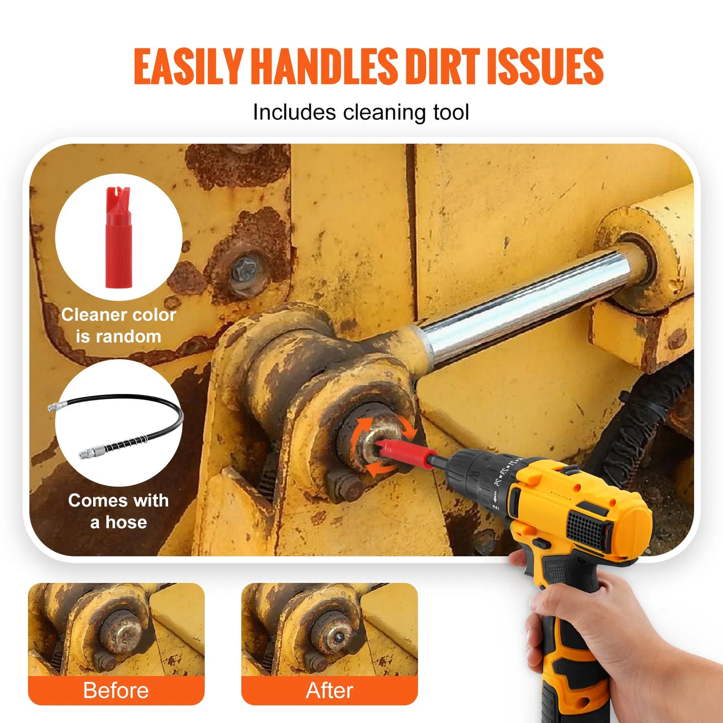 VEVOR Grease Gun Coupler, 10000 PSI High Pressure, 3-Jaw Locking, Quick Release Grease Gun Tip