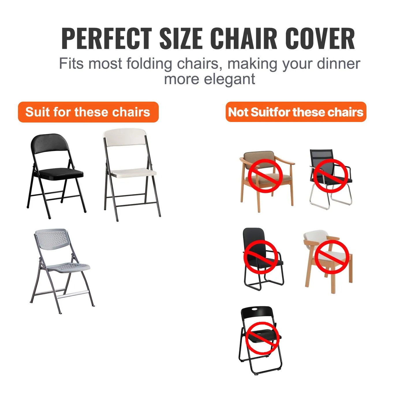 Open Box(Some used)VEVOR Stretch Spandex Folding Chair Covers, Universal Fitted Chair Cover,  (100PCS White)-$100