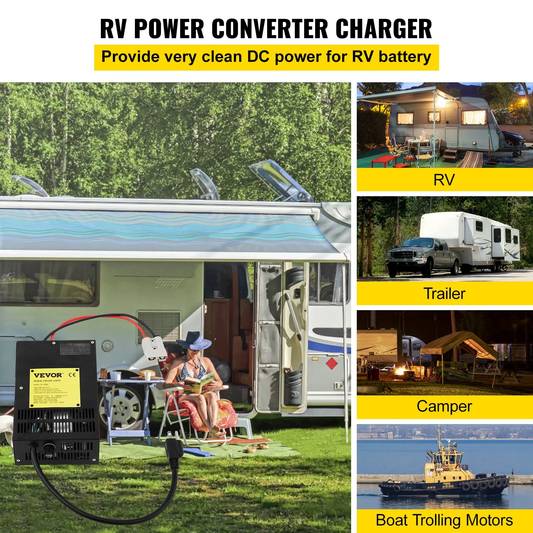VEVOR 55 Amp RV Power Converter Charger, 110 Volt AC to 12 Volt DC,Battery Converter Charger 1000W,-$75