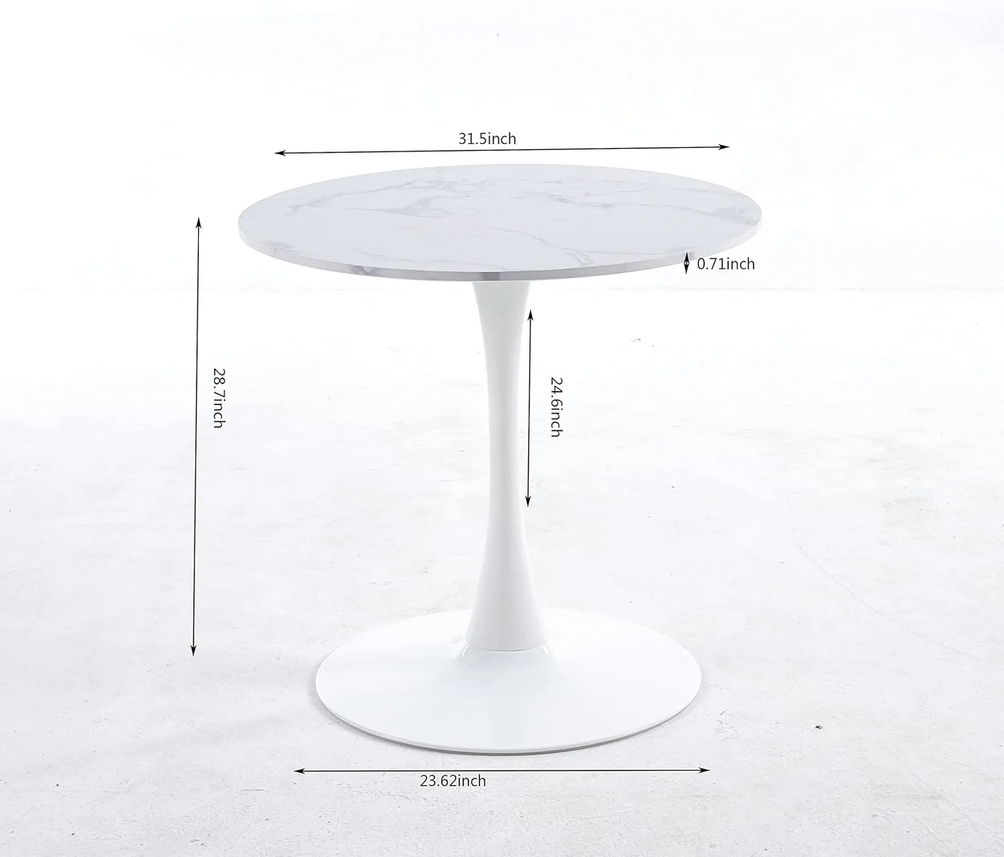 BINB-32 Inch MDF Marble Round Top & Pedestal Base Tulip Mid Century Modern Dining Table (White),$160