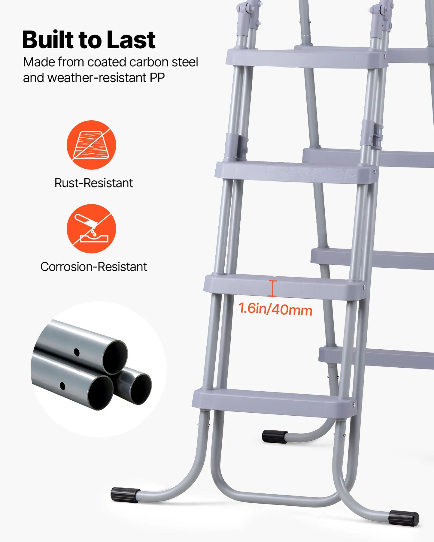 VEVOR Above Ground Pool Ladder, 4-Step Steel A-Frame Swimming Pool Stairs for 52 in High,-$65