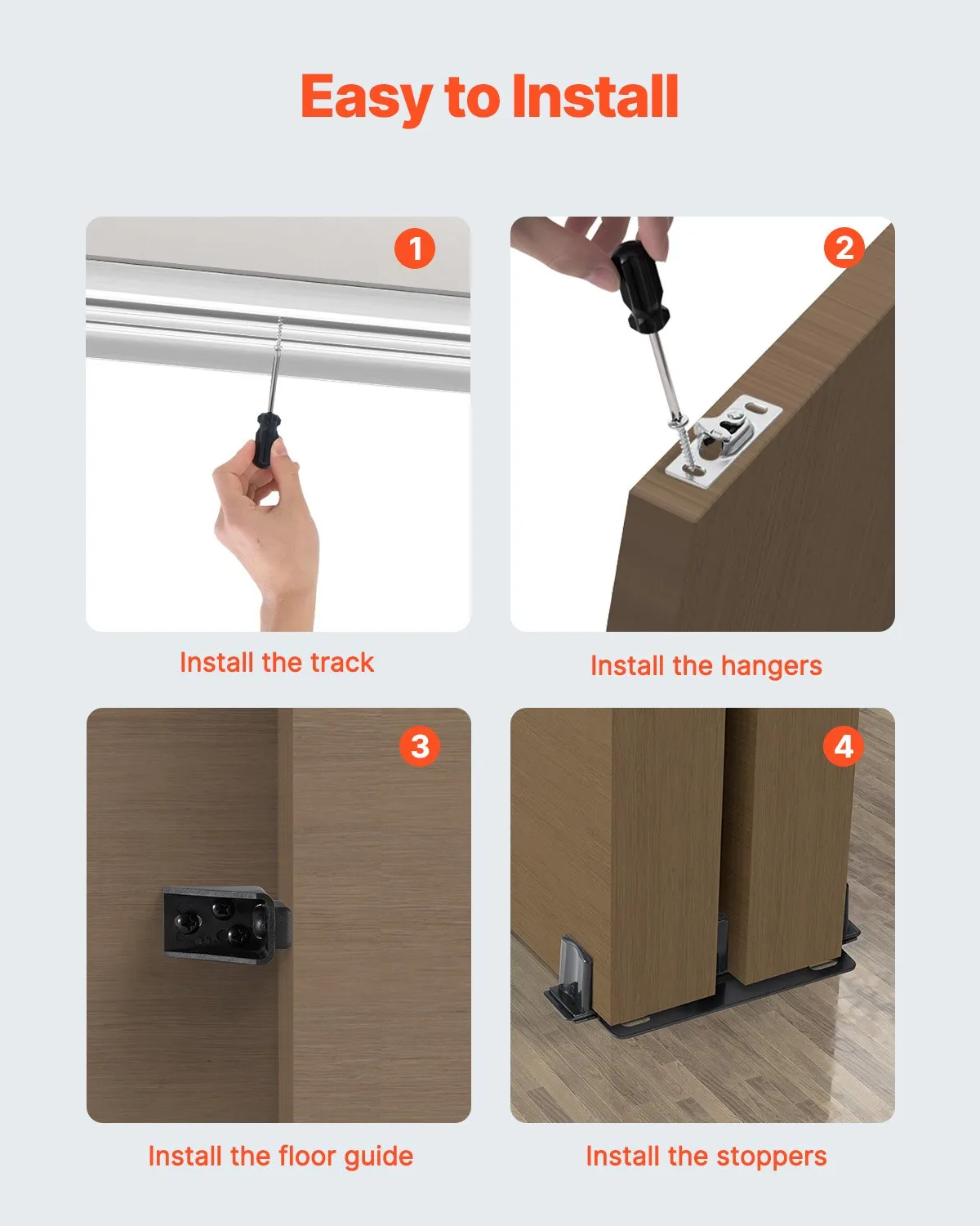VEVOR Bypass Door Hardware, 5ft Heavy Duty Bypass Sliding Door Hardware Kit, Aluminum Alloy Sliding,-$50
