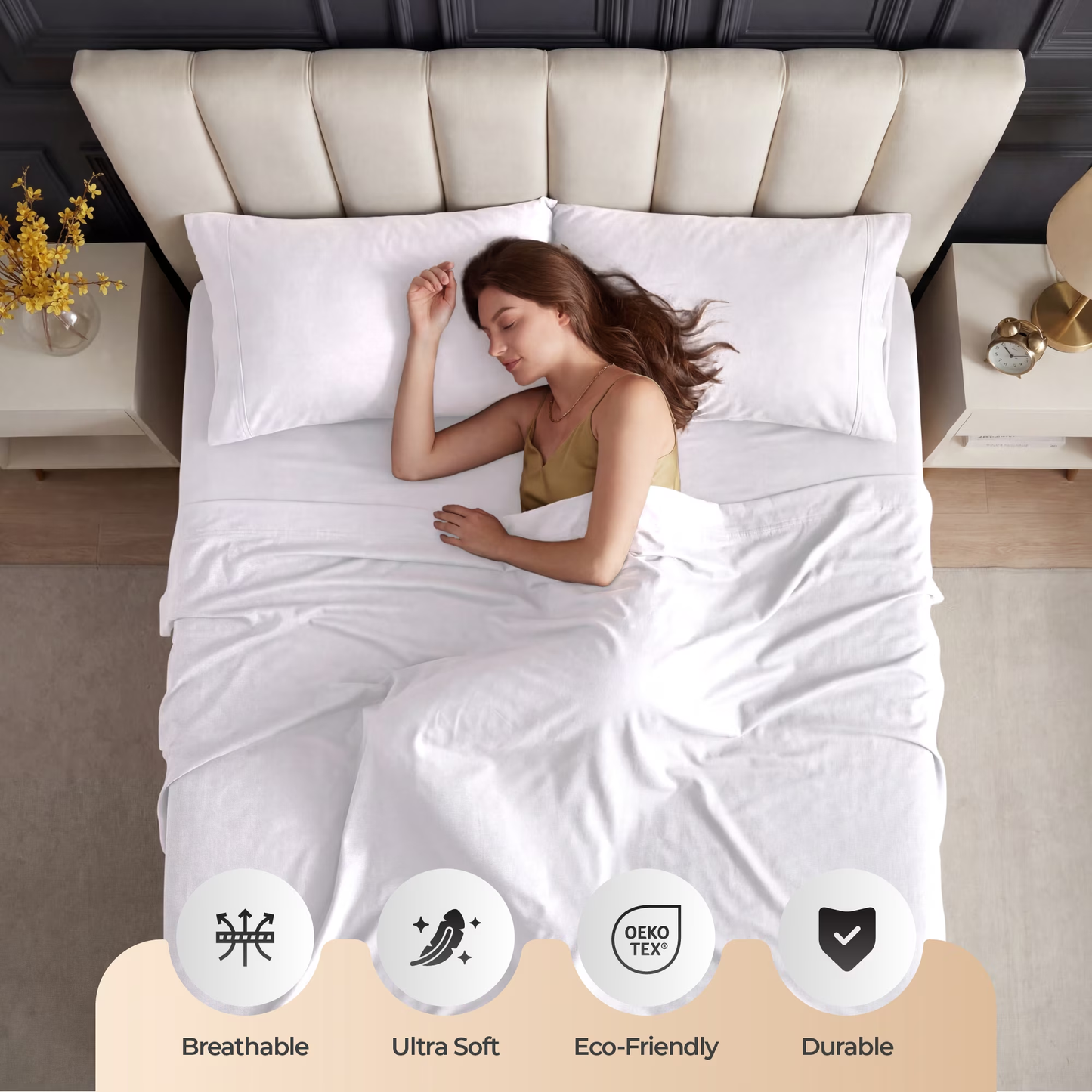 BNIB-4 Piece Queen Bed Sheet Set in White – Ultra-Soft Deep Pocket Microfiber Sheets, Wrinkle-Free,-$15