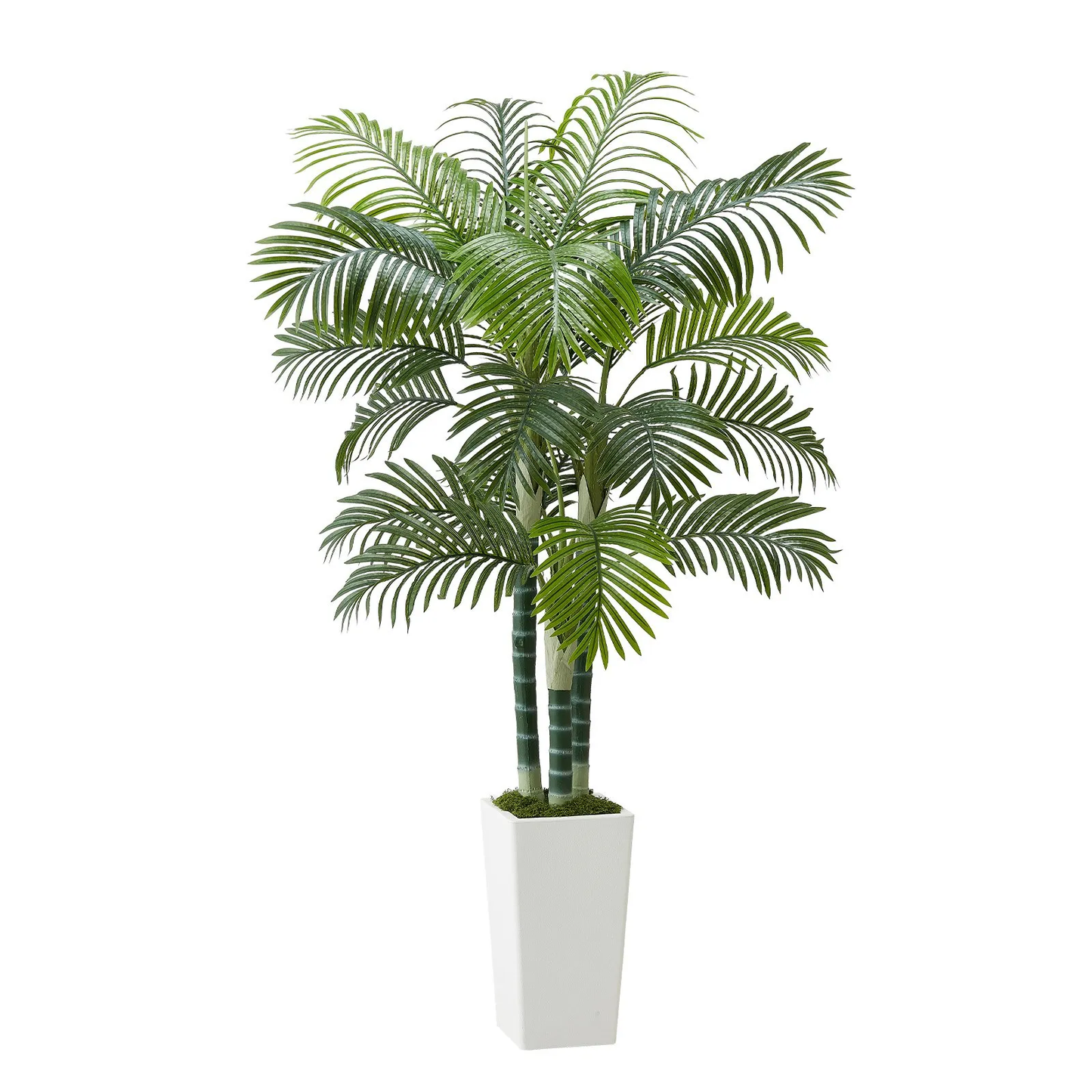 VEVOR Artificial Areca Palm Tree 6 ft, Fake Palm Tropical Plants with White Tall Planter, Faux Floor Silk,-$55