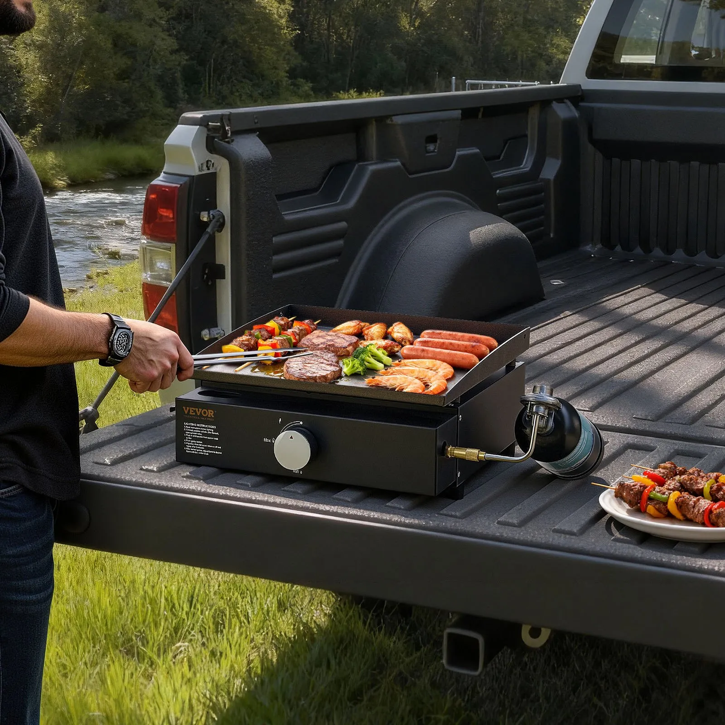 VEVOR Commercial Griddle, 16.9" Heavy Duty Manual Flat Top Griddle, Countertop Gas Grill,-$80