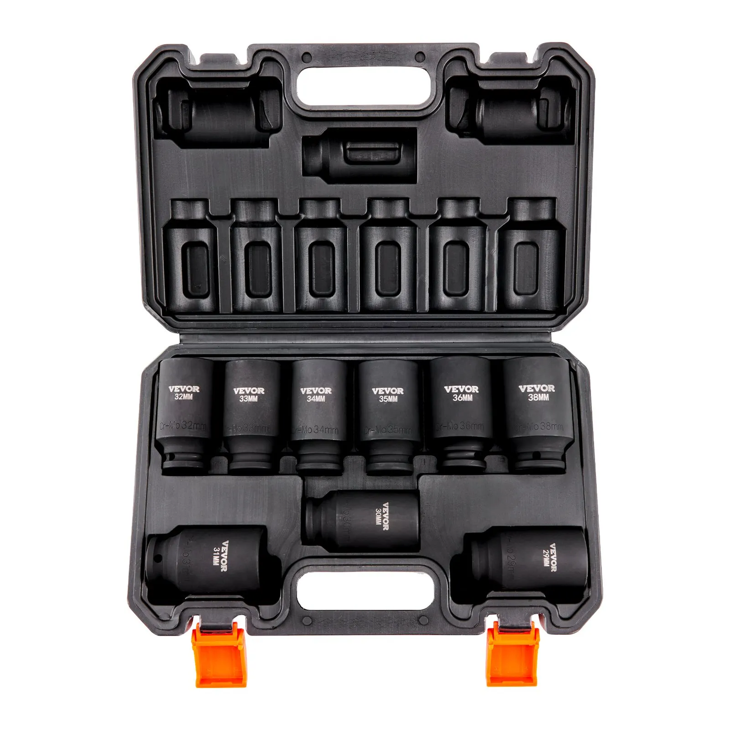 VEVOR 1/2" Drive Impact Socket Set, 9 Piece Deep Socket Set Metric 29-38mm, 6 Point Cr-Mo,-$35