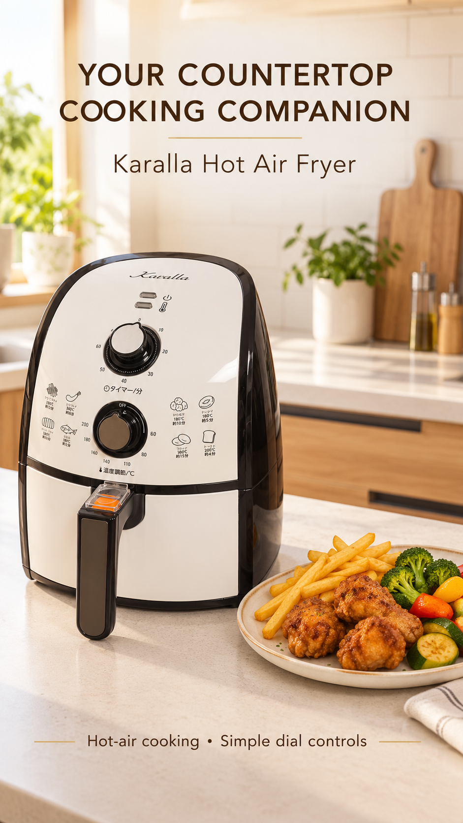 Brand new Karalla Air Fryer – Adjustable Temperature,60-Minute Timer,Black & White